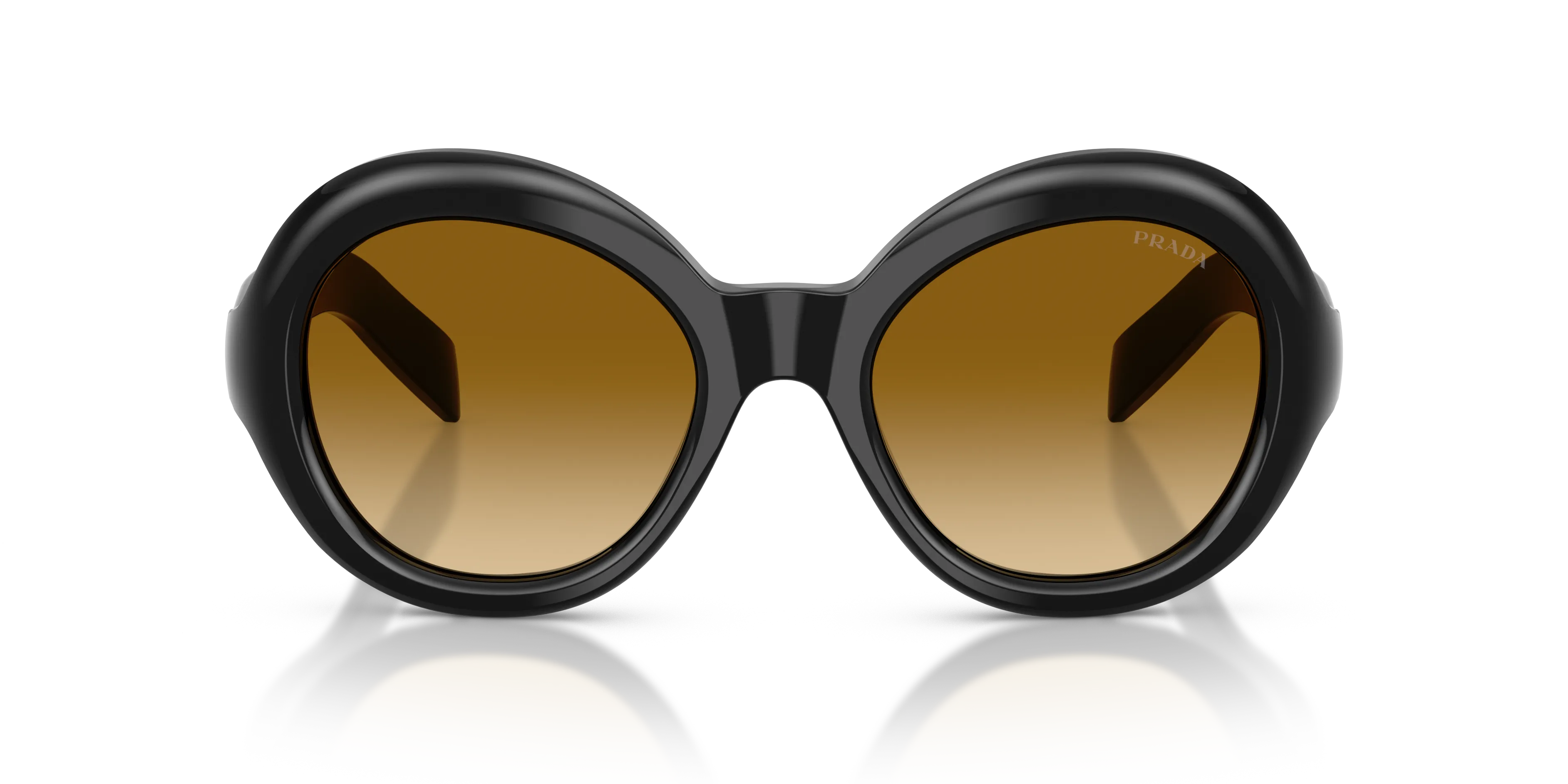 Prada PR D08SU 16K10X Occhiali da sole Acetato Nero Giallo Rotonda Normale Sfumato - immagine 3