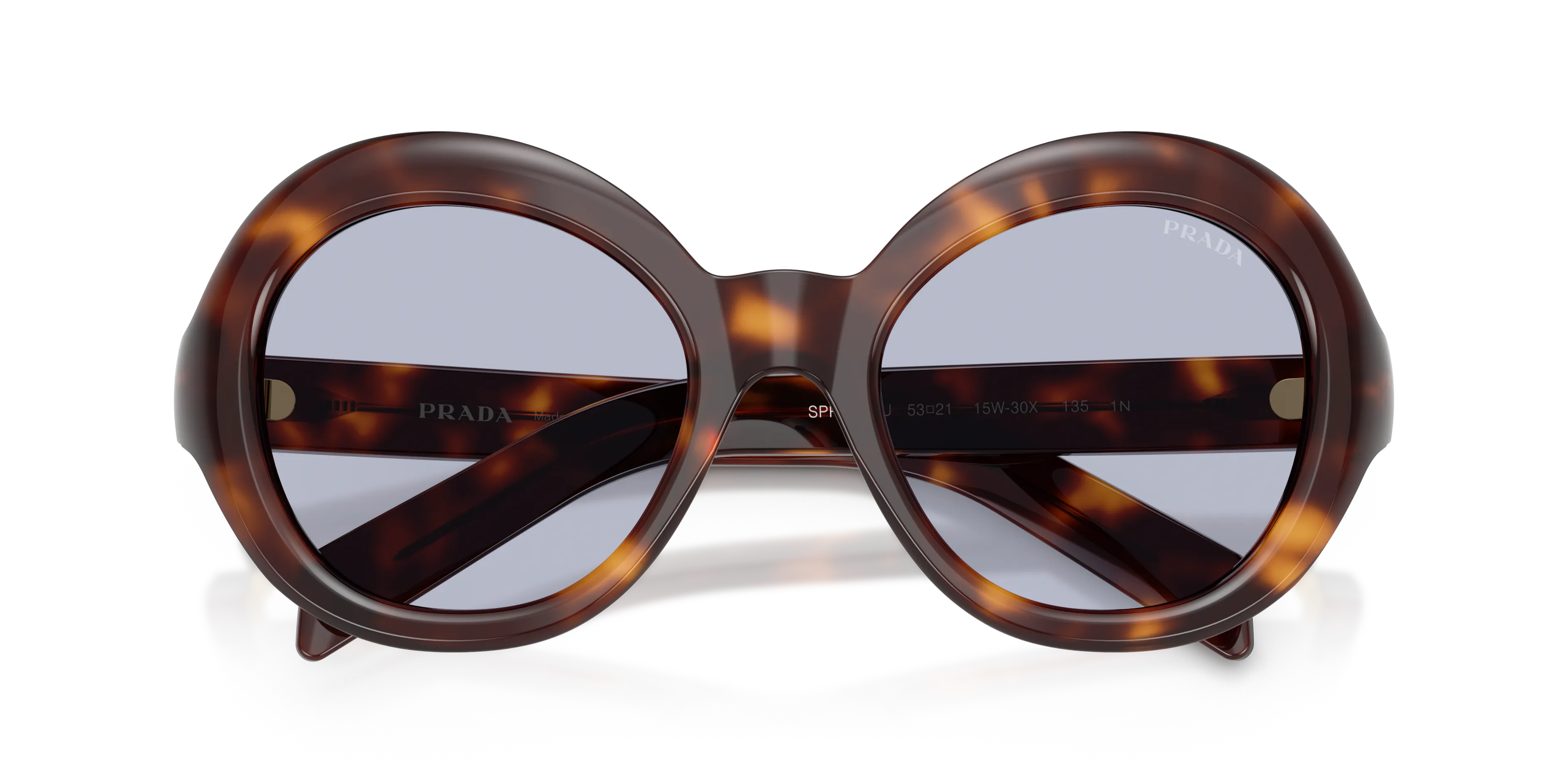 Prada PR D08SU 15W30X Occhiali da sole Acetato Tartaruga Viola Rotonda Normale - immagine 2