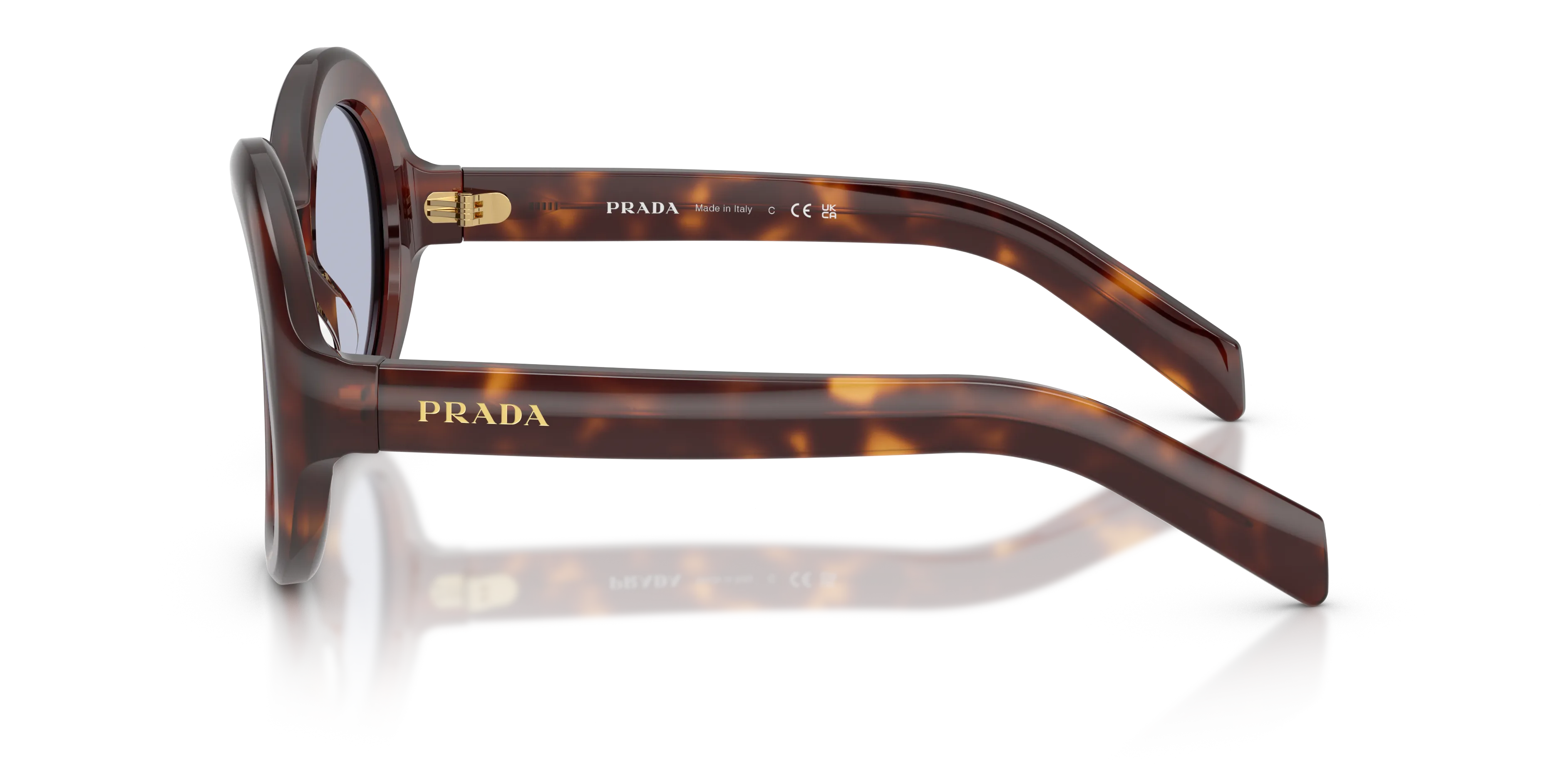 Prada PR D08SU 15W30X Occhiali da sole Acetato Tartaruga Viola Rotonda Normale - immagine 4