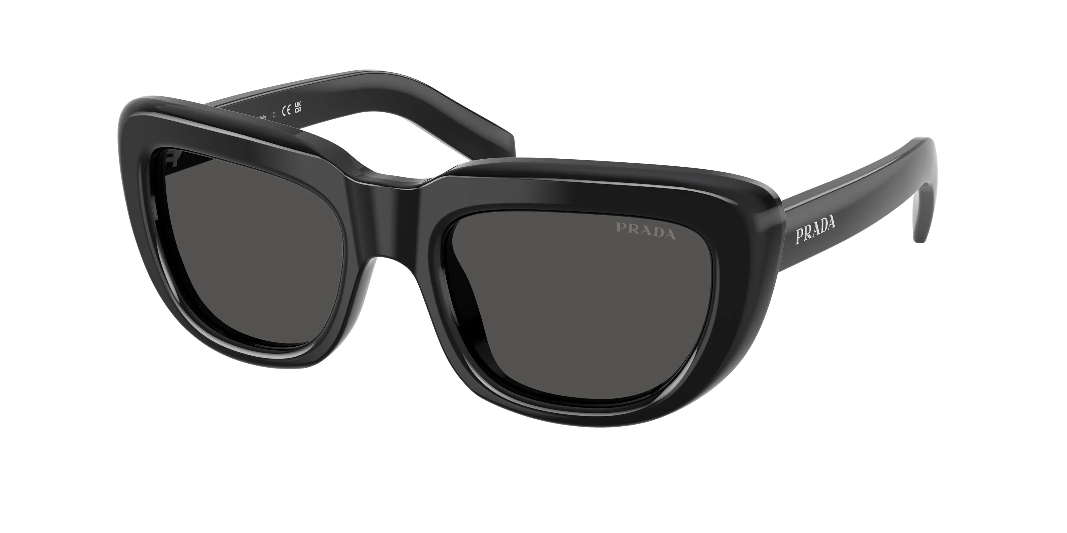 Prada PR D07S 16K08Z Occhiali da sole Acetato Nero Grigio Squadrata Normale - immagine 1