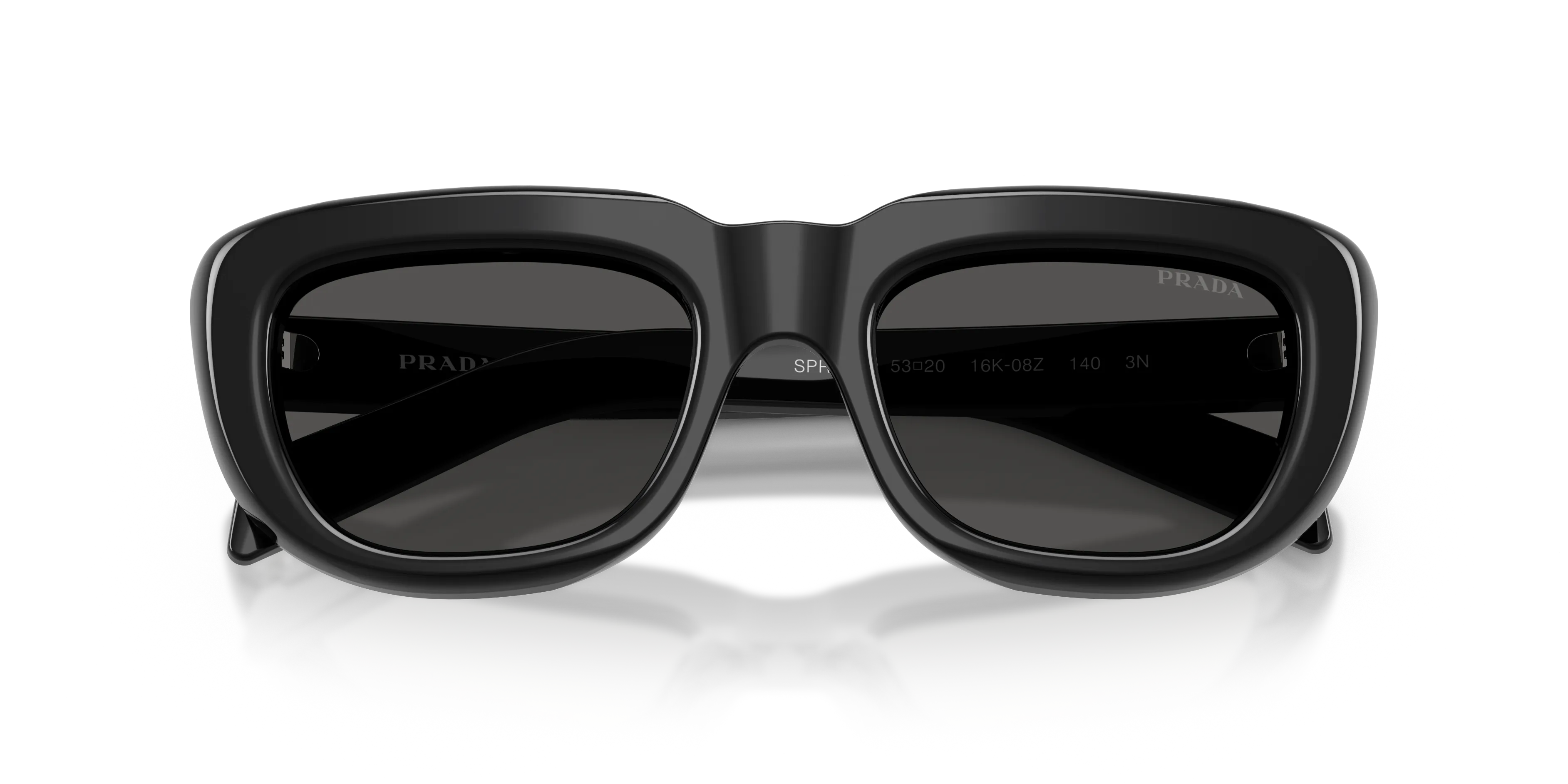 Prada PR D07S 16K08Z Occhiali da sole Acetato Nero Grigio Squadrata Normale - immagine 2