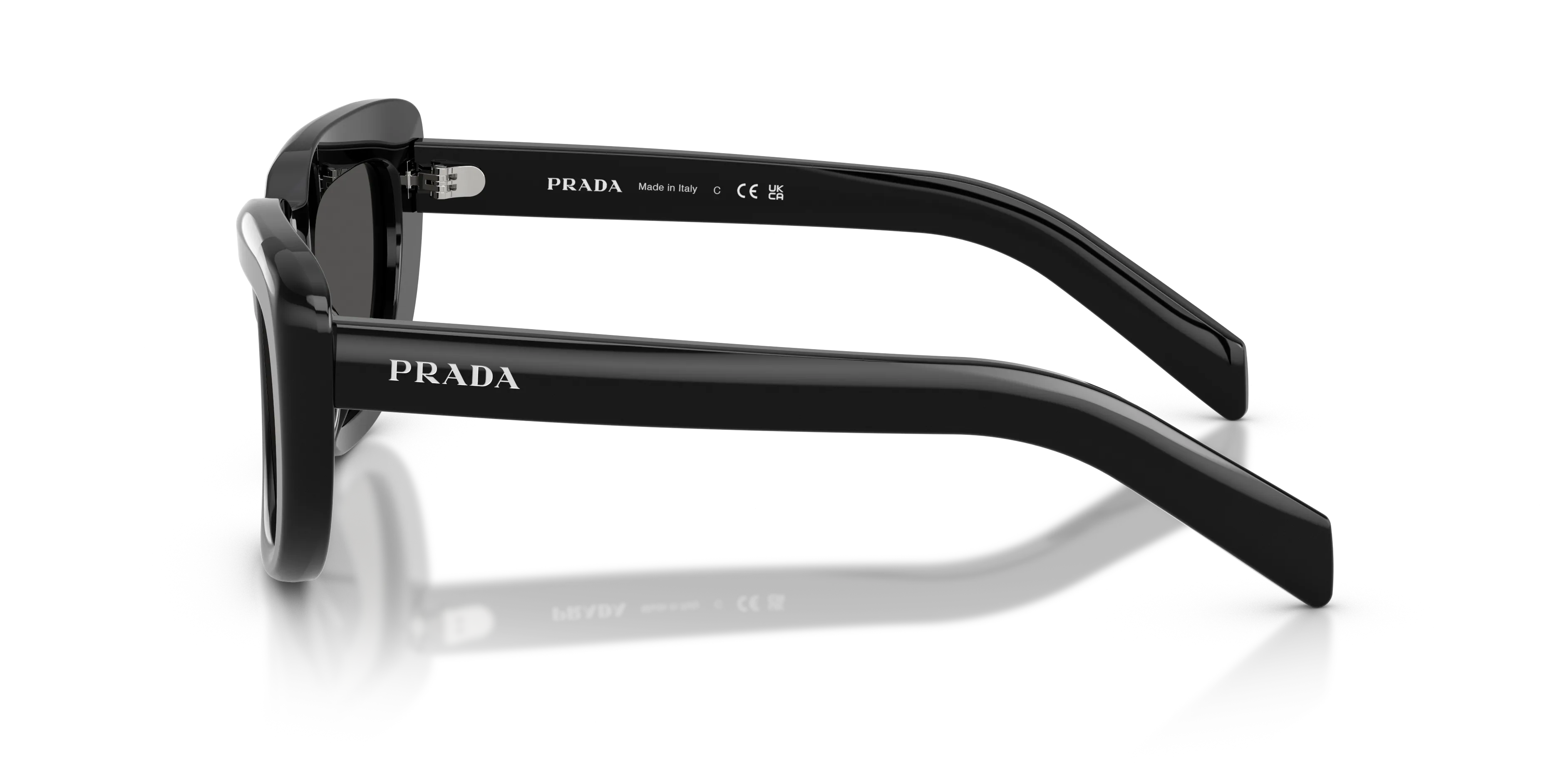 Prada PR D07S 16K08Z Occhiali da sole Acetato Nero Grigio Squadrata Normale - immagine 4