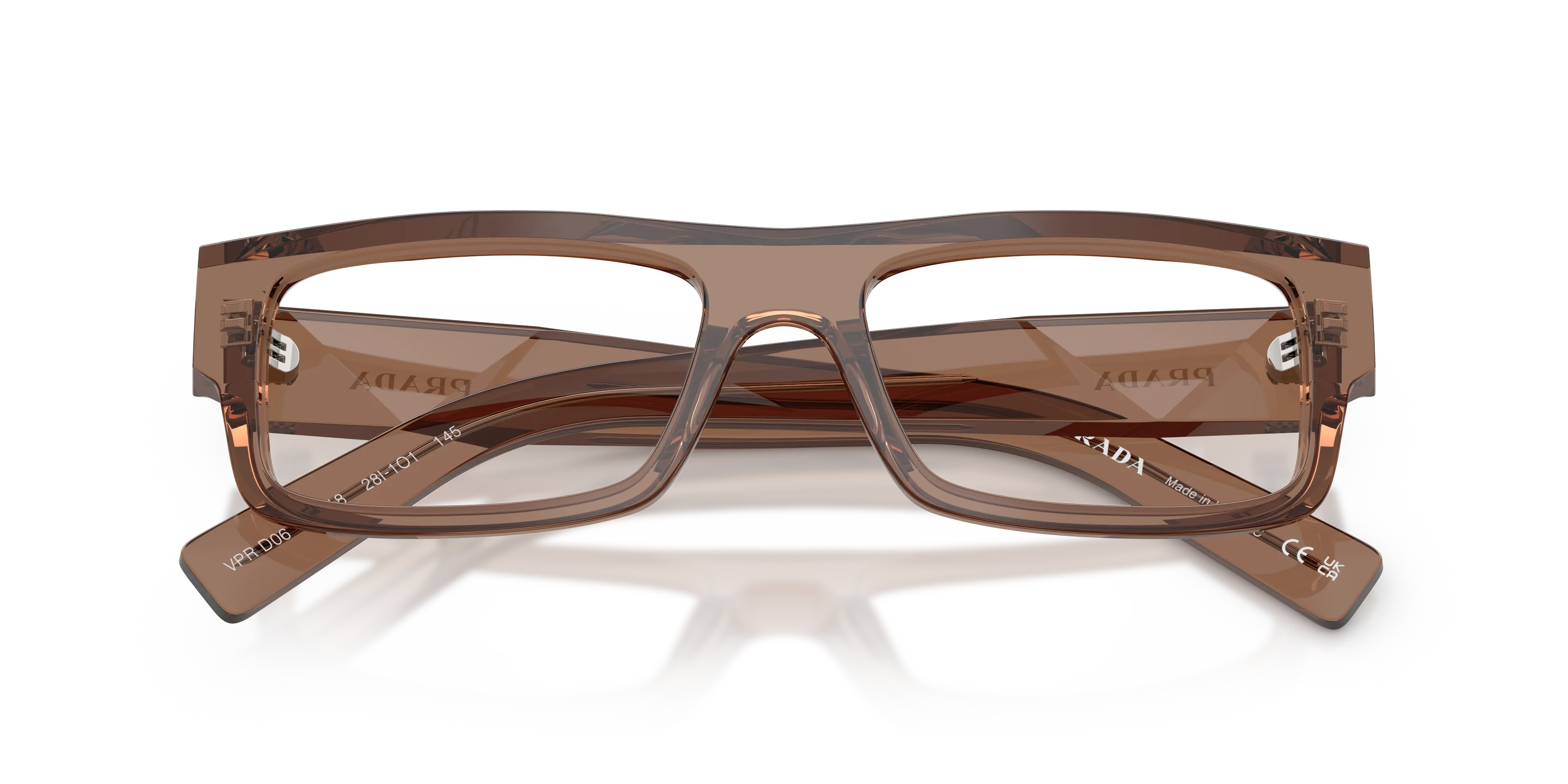 Prada PR D06V 28I1O1 Montature da vista Acetato Marrone Trasparente Squadrata Normale - immagine 2
