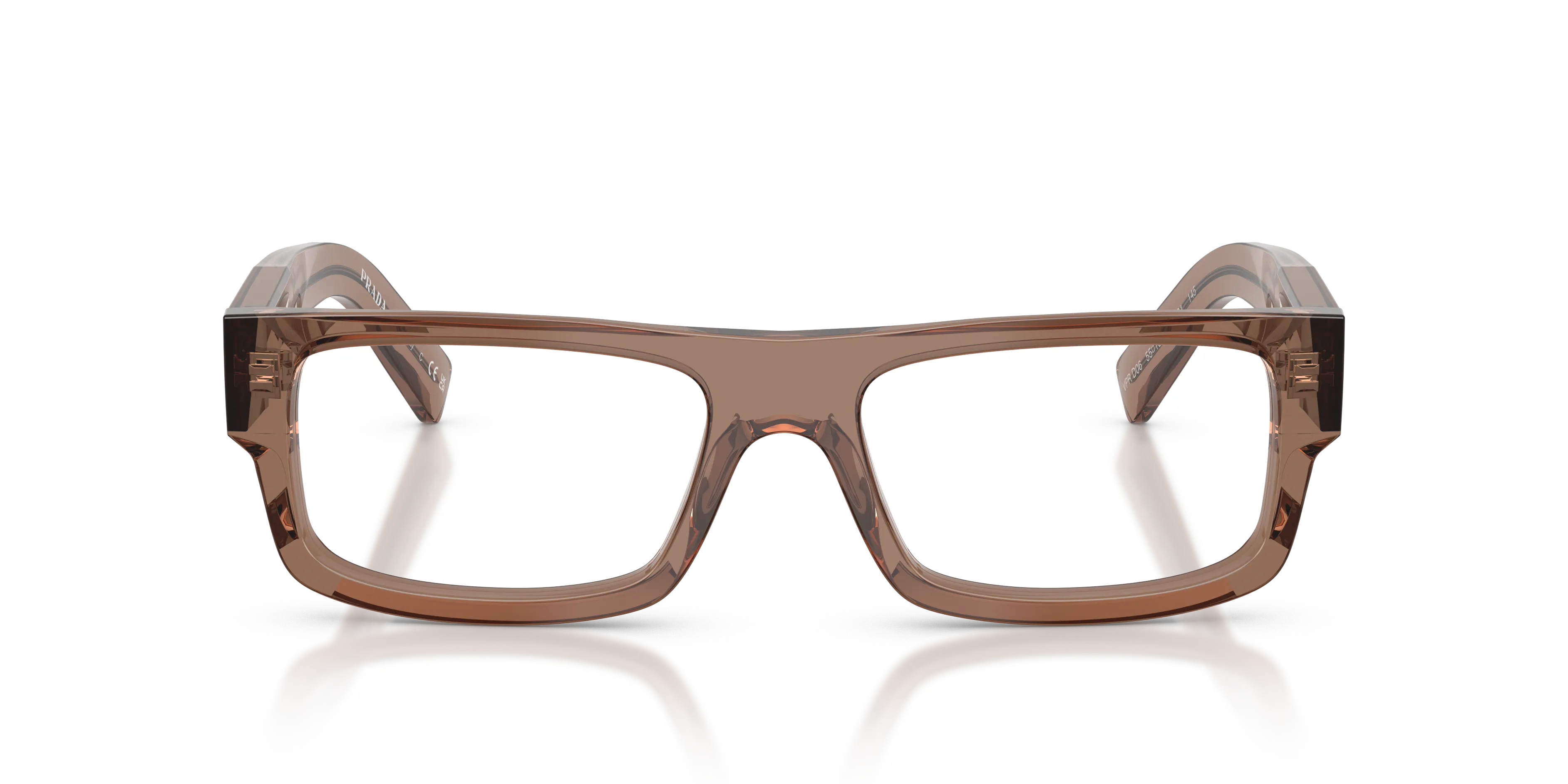 Prada PR D06V 28I1O1 Montature da vista Acetato Marrone Trasparente Squadrata Normale - immagine 3
