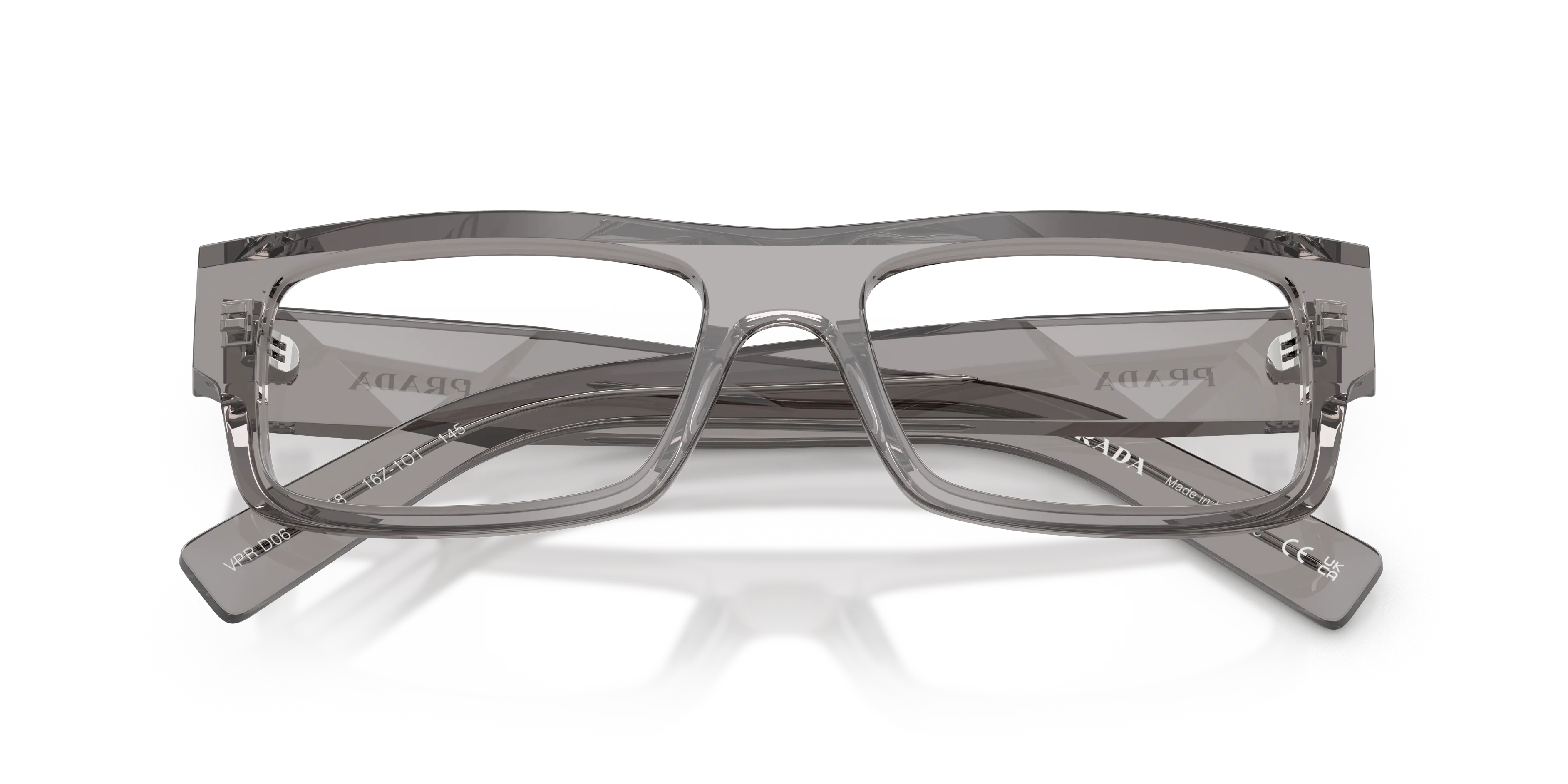 Prada PR D06V 16Z1O1 Montature da vista Acetato Grigio Trasparente Squadrata Normale - immagine 2