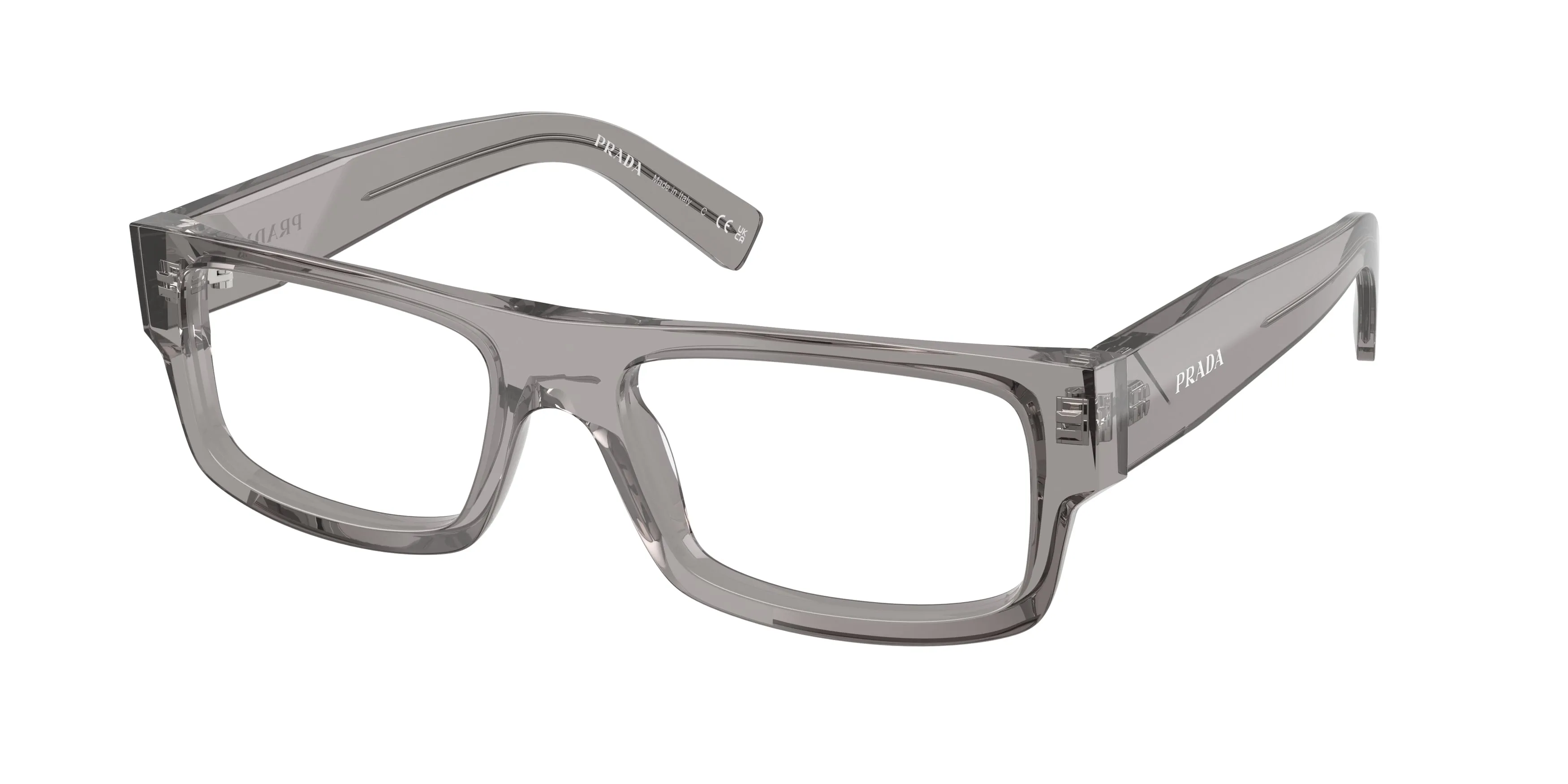 Prada PR D06V 16Z1O1 Montature da vista Acetato Grigio Trasparente Squadrata Normale - immagine 1