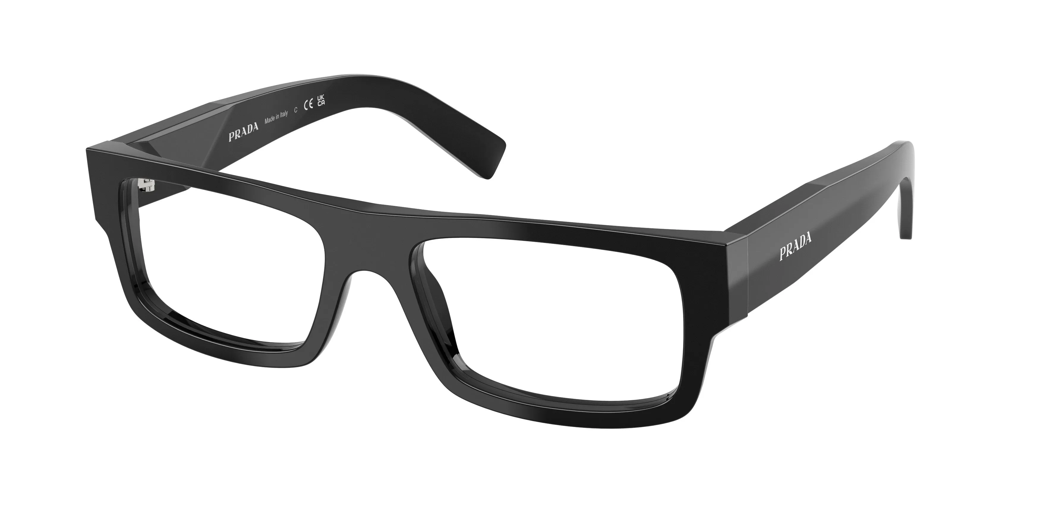 Prada PR D06V 16K1O1 Montature da vista Acetato Nero Trasparente Squadrata Normale - immagine 1