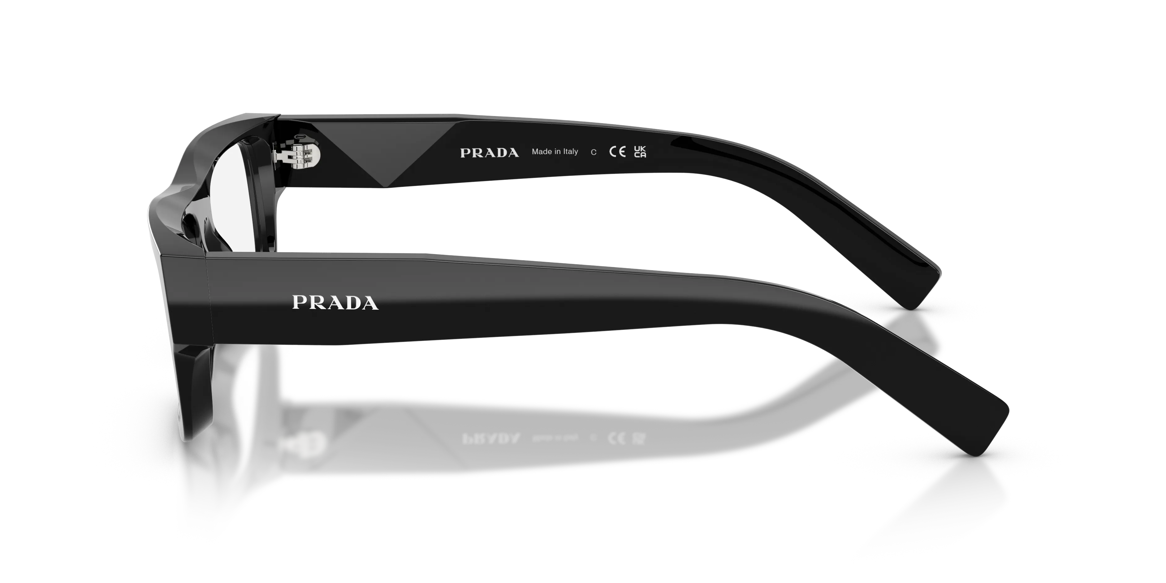 Prada PR D06V 16K1O1 Montature da vista Acetato Nero Trasparente Squadrata Normale - immagine 4
