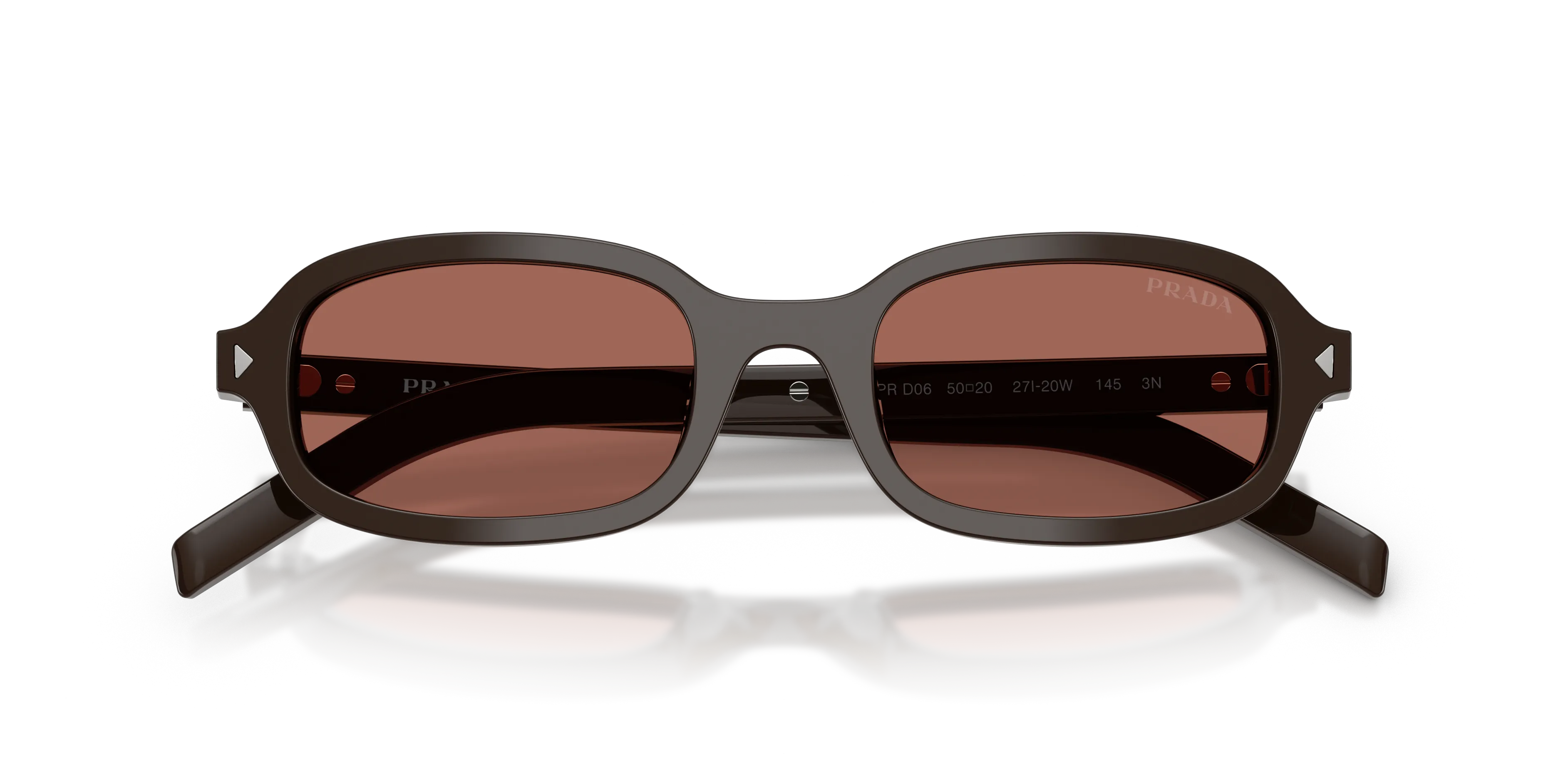 Prada PR D06S 27I20W Occhiali da sole Acetato Marrone Marrone Rotonda Normale - immagine 2