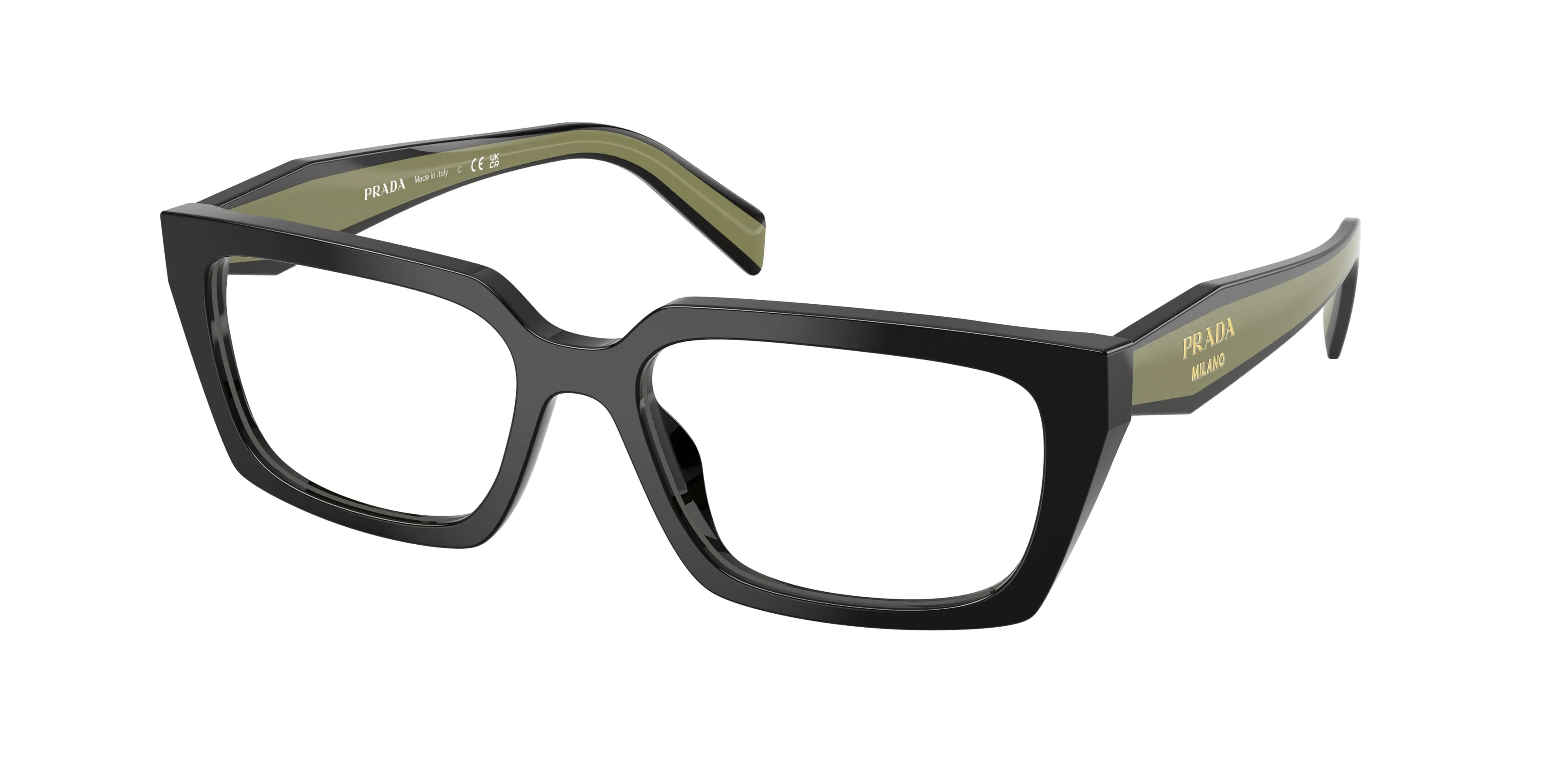 Prada PR D05V 03K1O1 Montature da vista Acetato Nero Trasparente Squadrata Normale - immagine 1