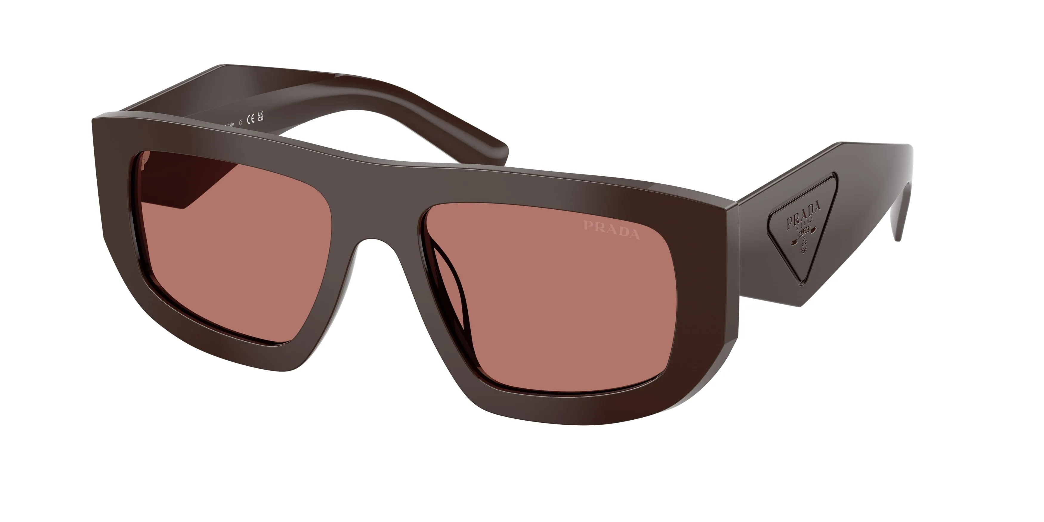 Prada PR D04SU 27I80W Occhiali da sole Acetato Marrone Bordeaux Geometrica Normale - immagine 1