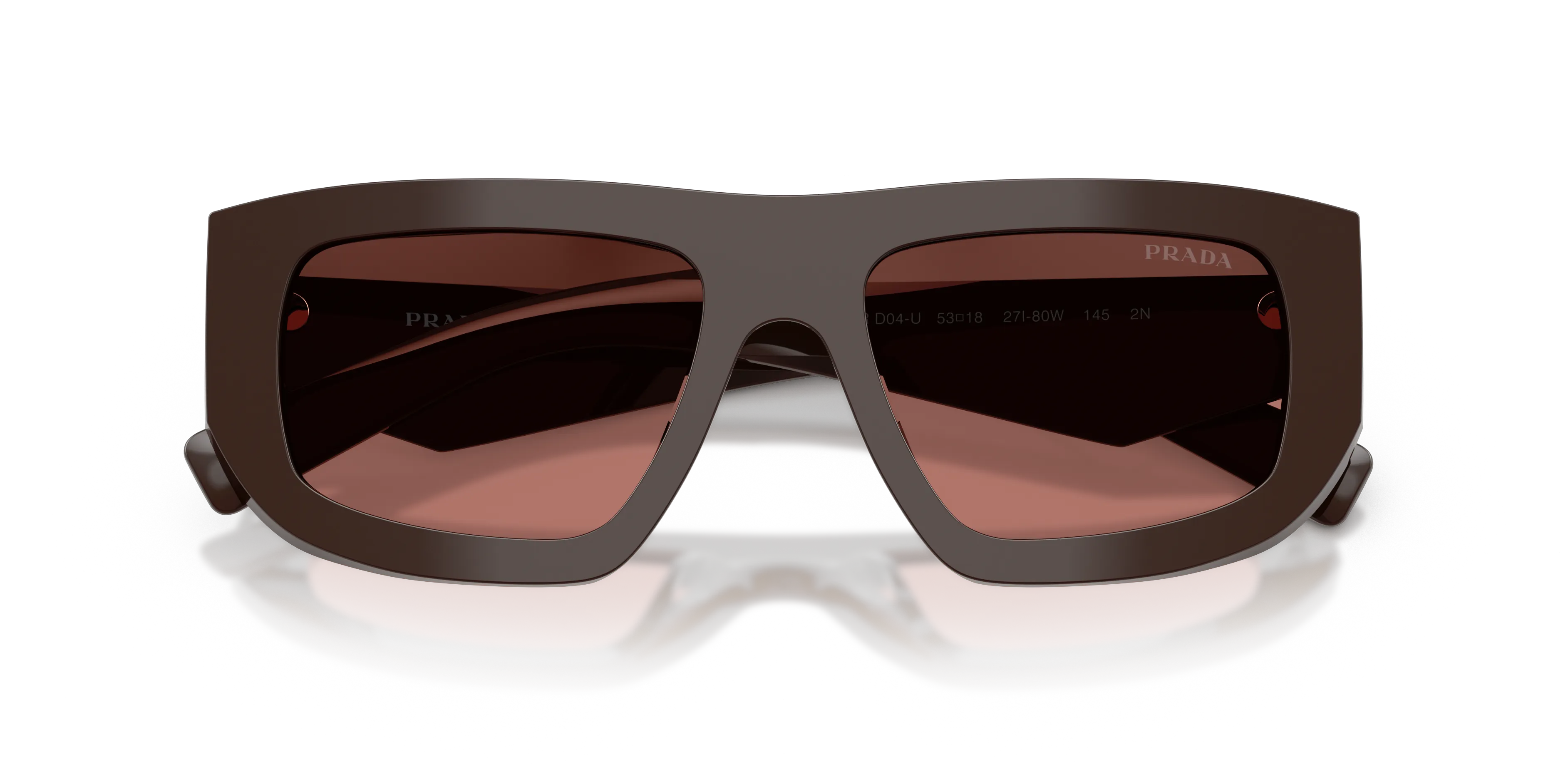 Prada PR D04SU 27I80W Occhiali da sole Acetato Marrone Bordeaux Geometrica Normale - immagine 2