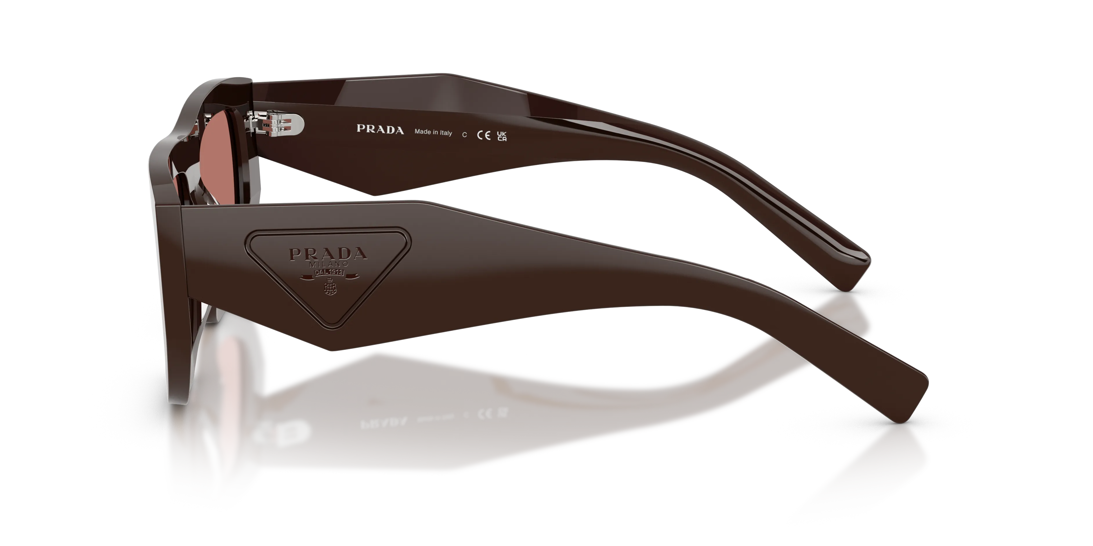 Prada PR D04SU 27I80W Occhiali da sole Acetato Marrone Bordeaux Geometrica Normale - immagine 4