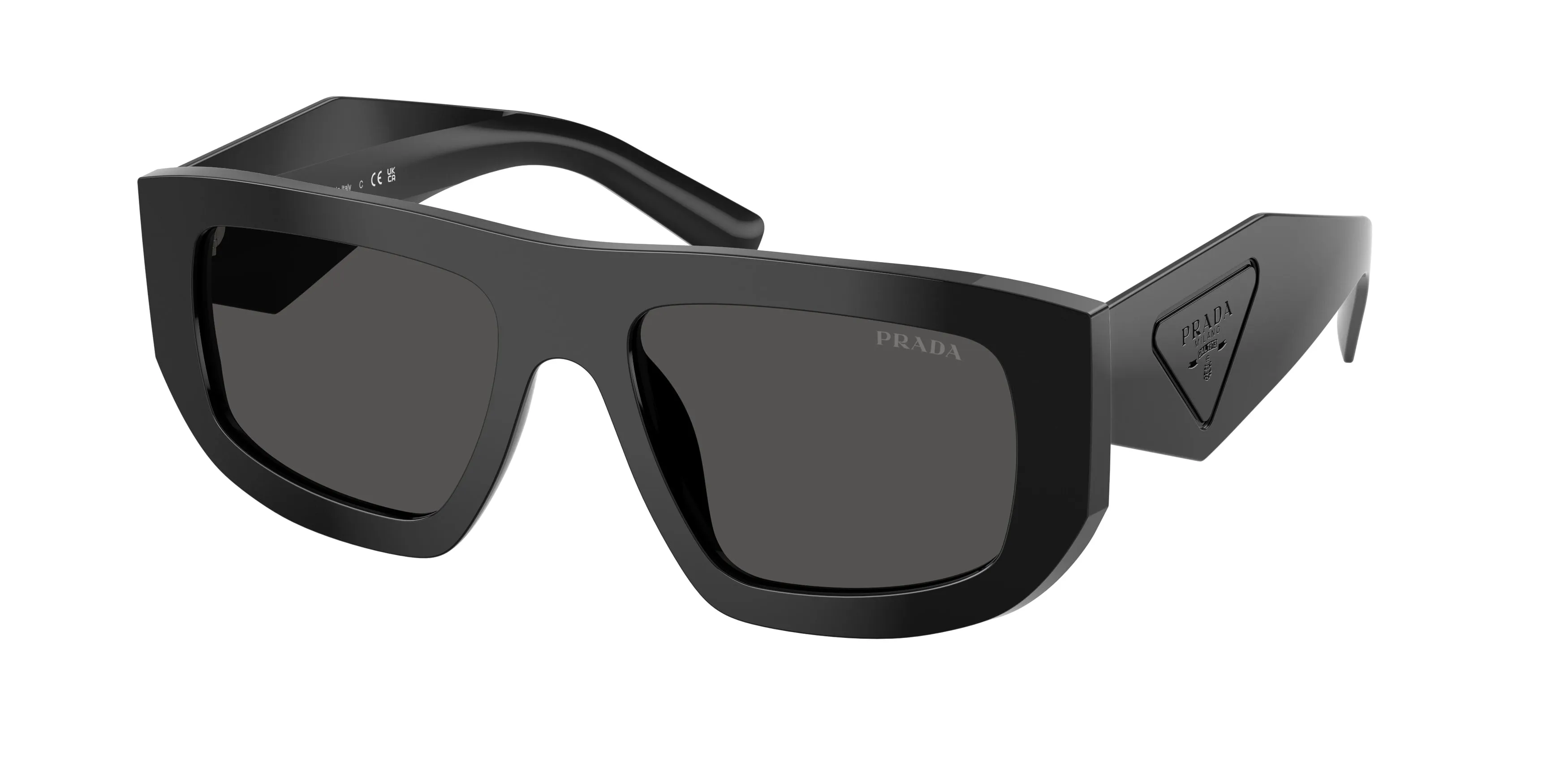 Prada PR D04SU 16K08Z Occhiali da sole Acetato Nero Grigio Geometrica Normale - immagine 1