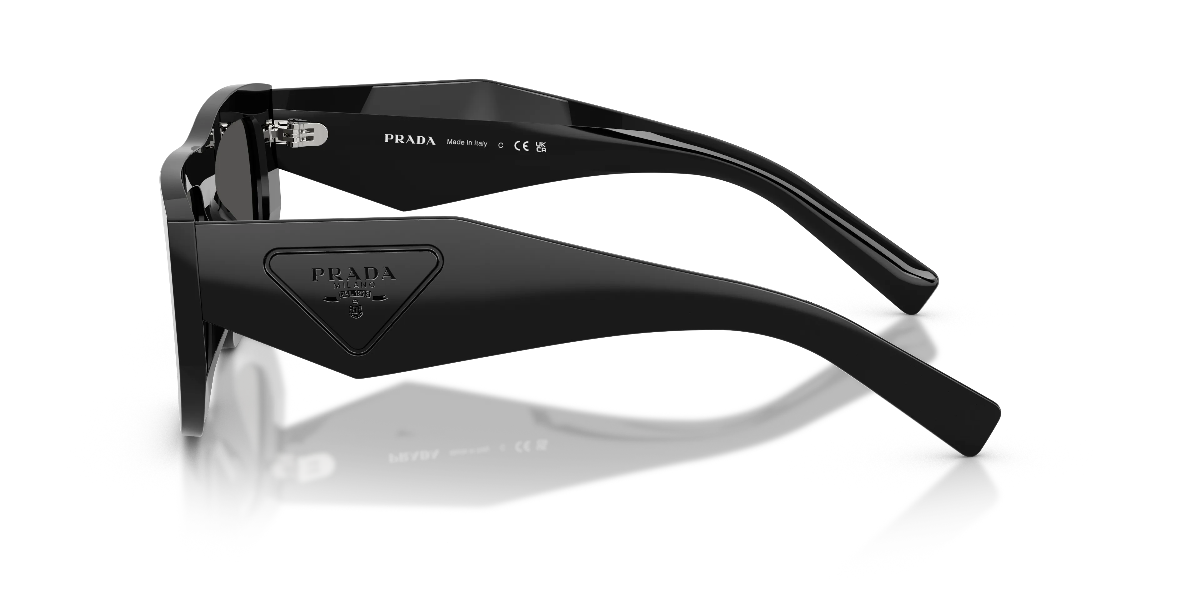 Prada PR D04SU 16K08Z Occhiali da sole Acetato Nero Grigio Geometrica Normale - immagine 4