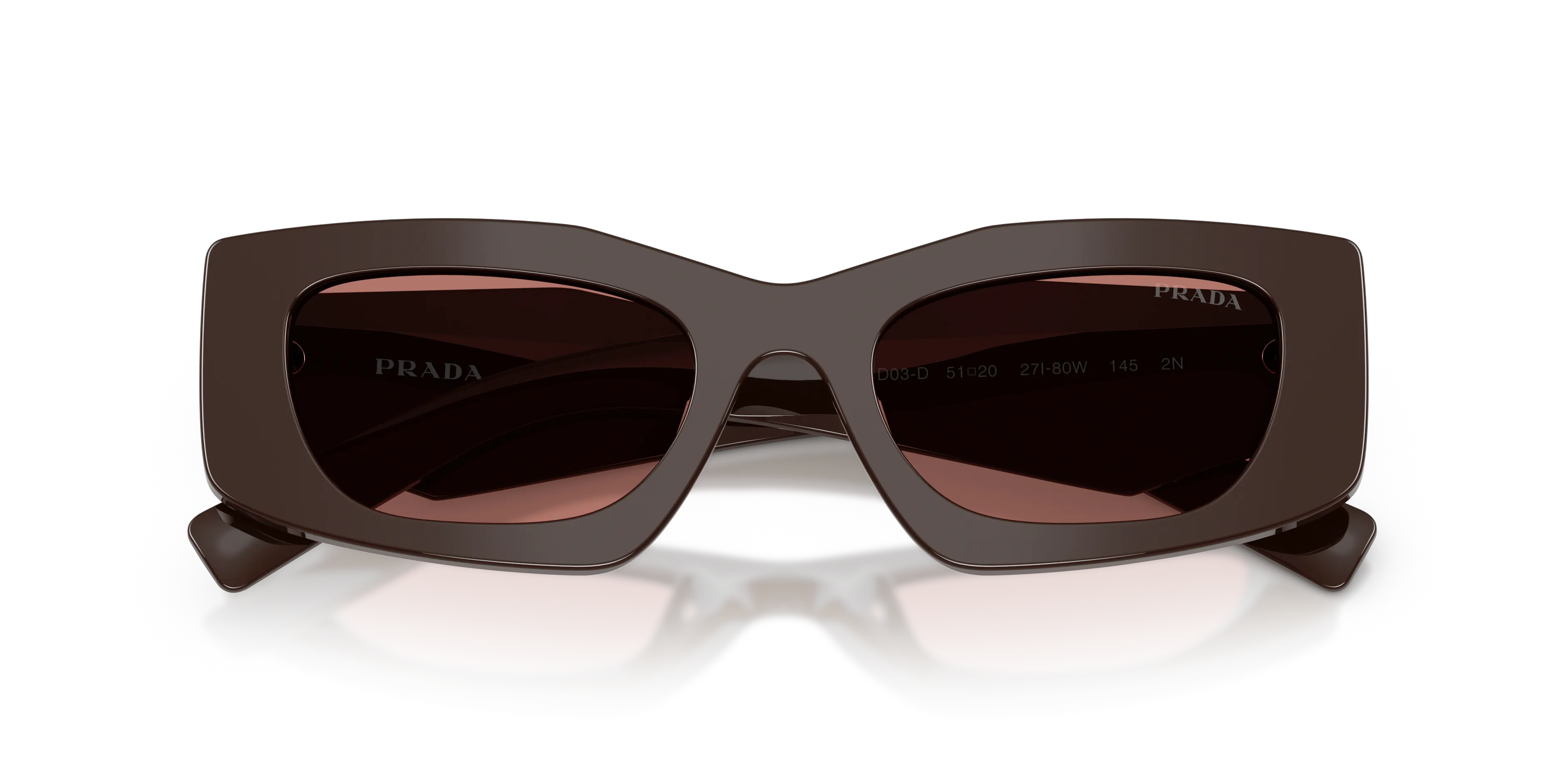 Prada PR D03SD 27I80W Occhiali da sole Acetato Marrone Bordeaux Squadrata Normale - immagine 2