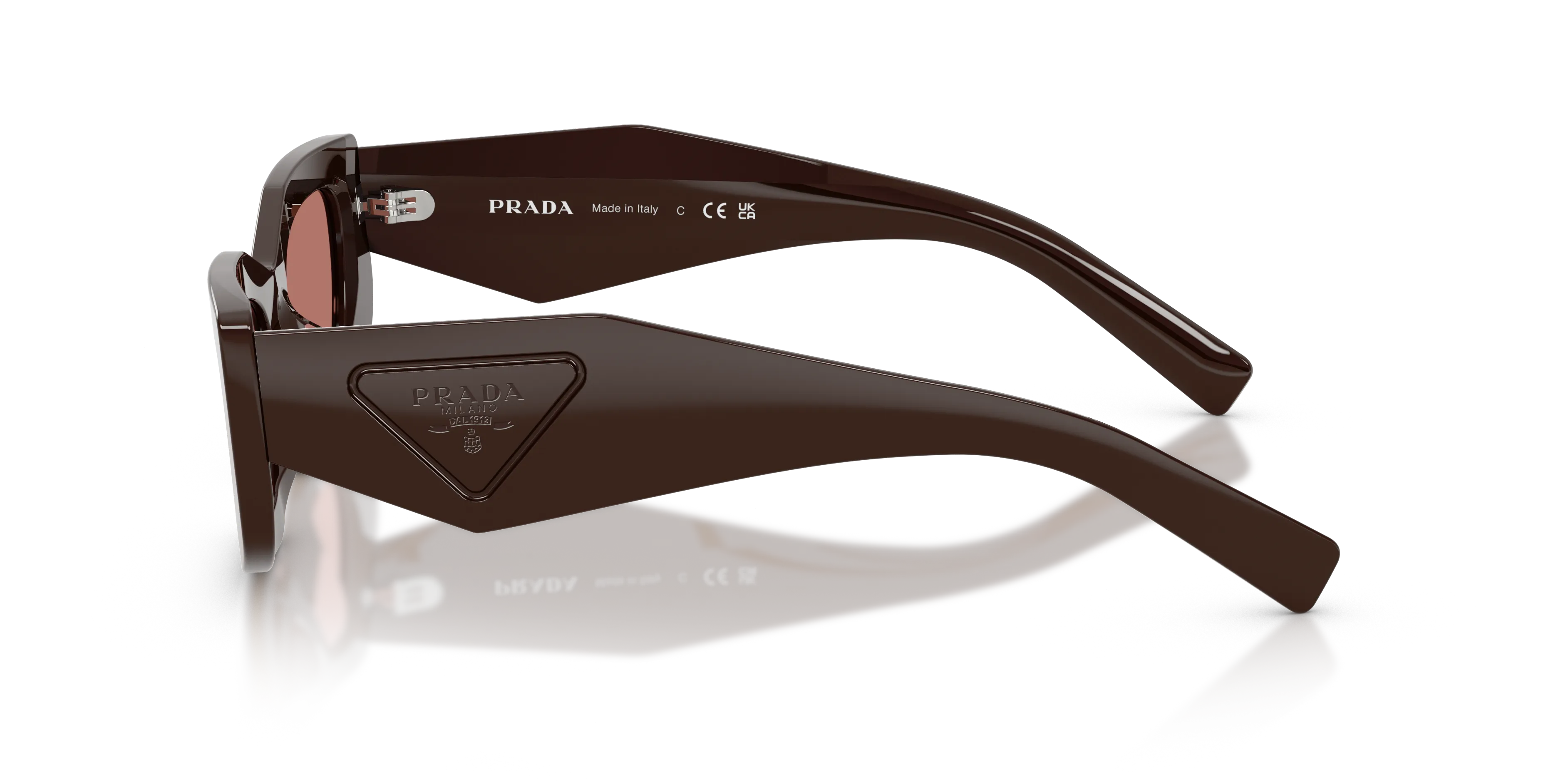 Prada PR D03SD 27I80W Occhiali da sole Acetato Marrone Bordeaux Squadrata Normale - immagine 4
