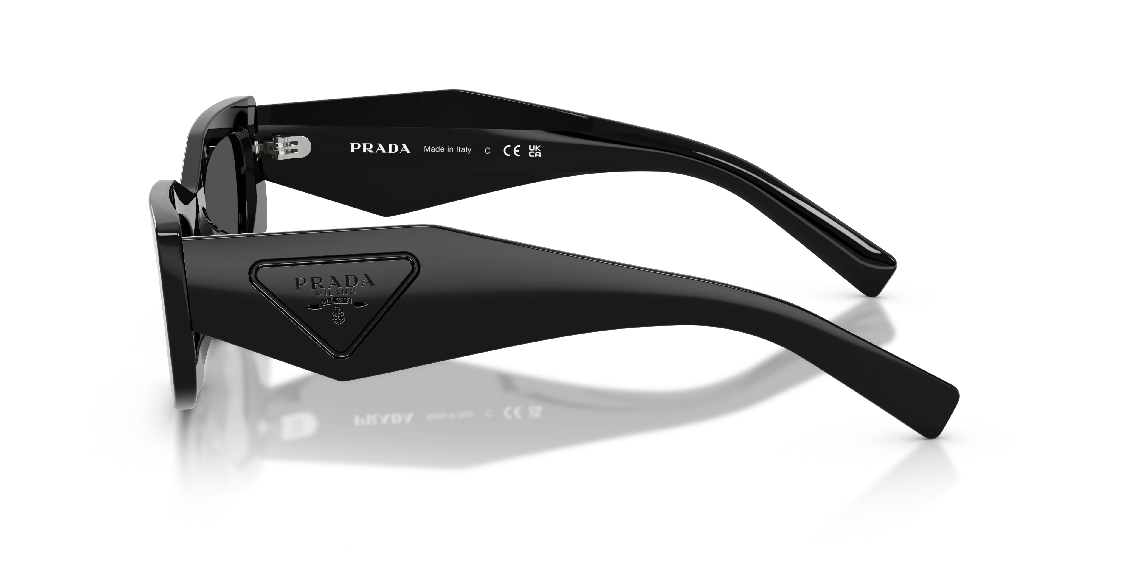 Prada PR D03SD 16K08Z Occhiali da sole Acetato Nero Grigio Squadrata Normale - immagine 4