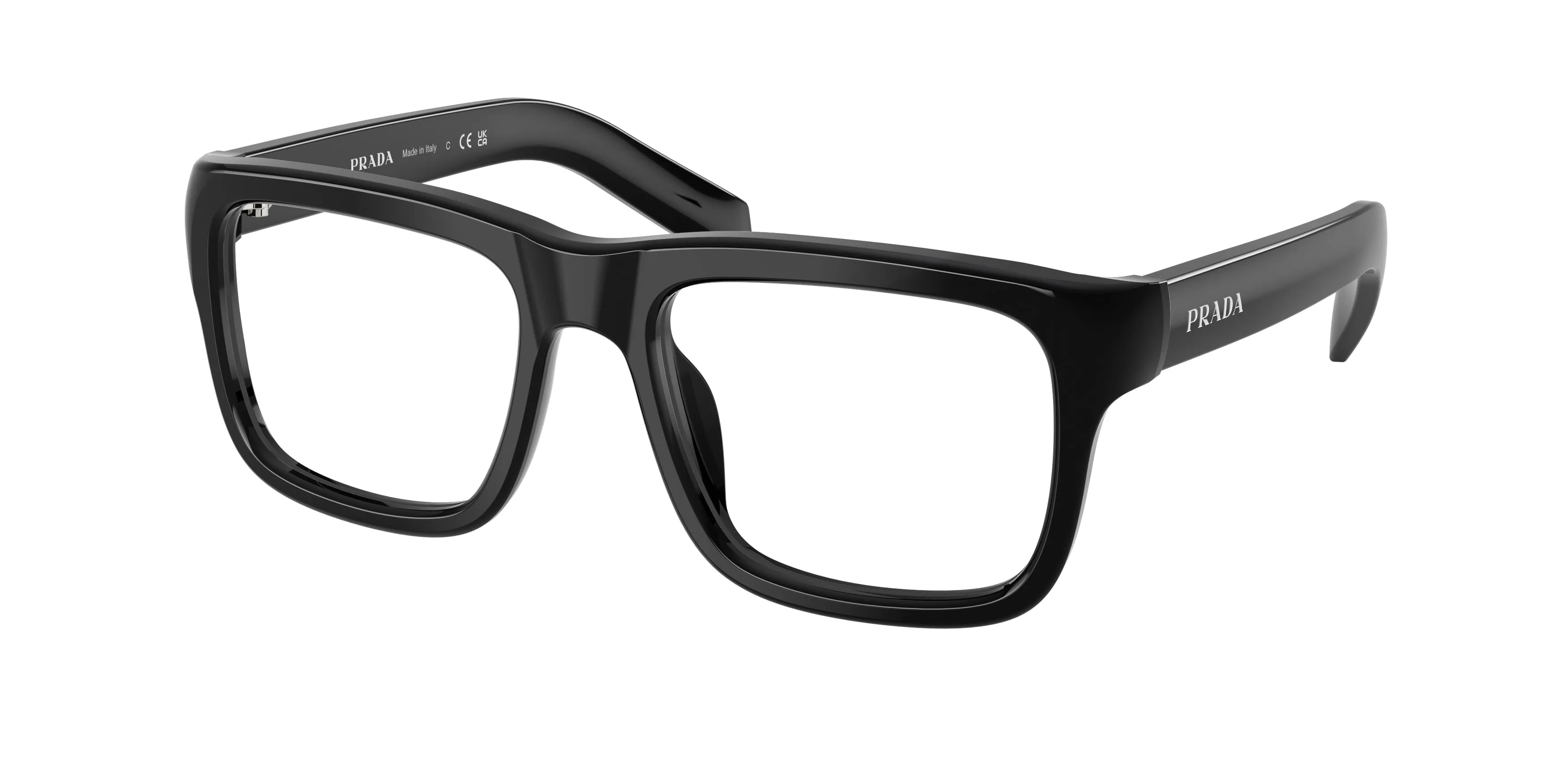 Prada PR D02V 16K1O1 Montature da vista Acetato Nero Trasparente Squadrata Normale - immagine 1