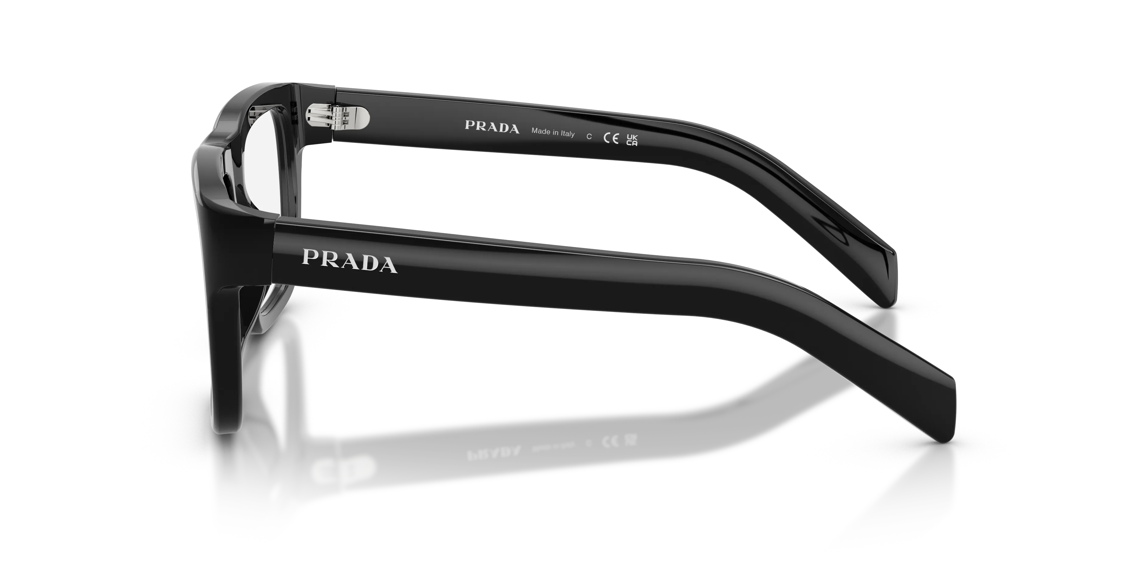 Prada PR D02V 16K1O1 Montature da vista Acetato Nero Trasparente Squadrata Normale - immagine 4
