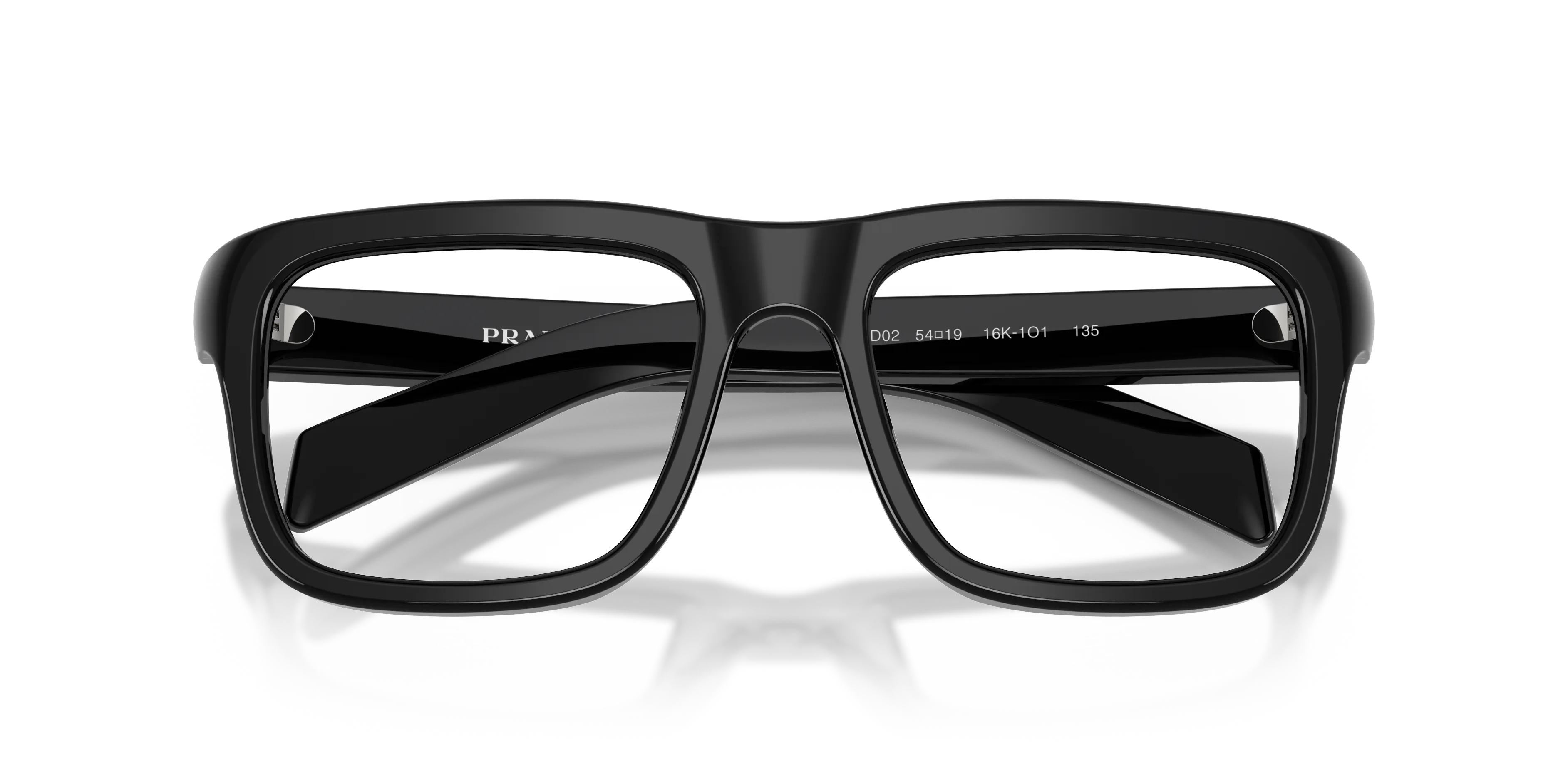 Prada PR D02V 16K1O1 Montature da vista Acetato Nero Trasparente Squadrata Normale - immagine 2