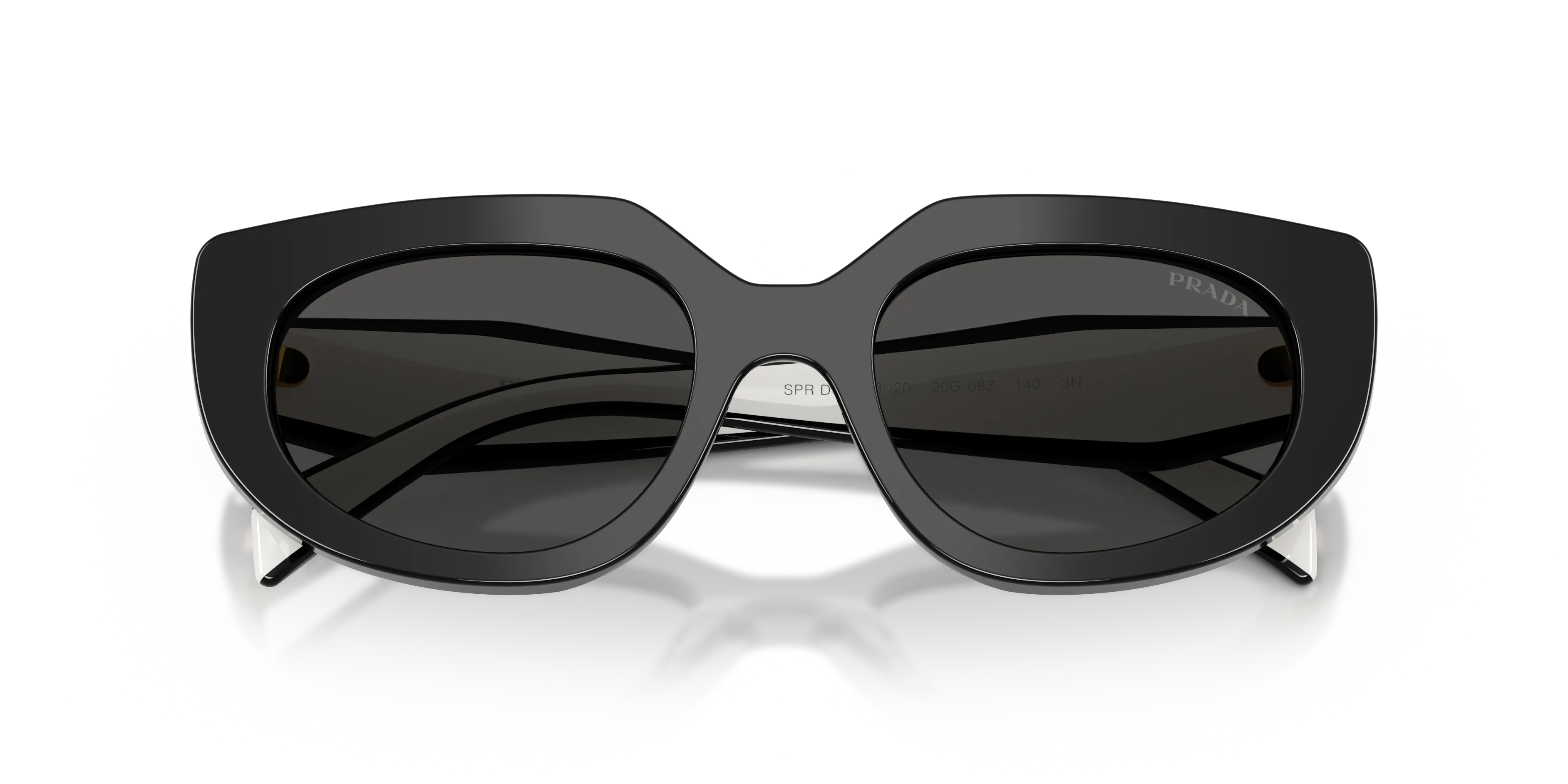 Prada PR D02S 20G08Z Occhiali da sole Acetato Nero Grigio Rotonda Normale - immagine 2