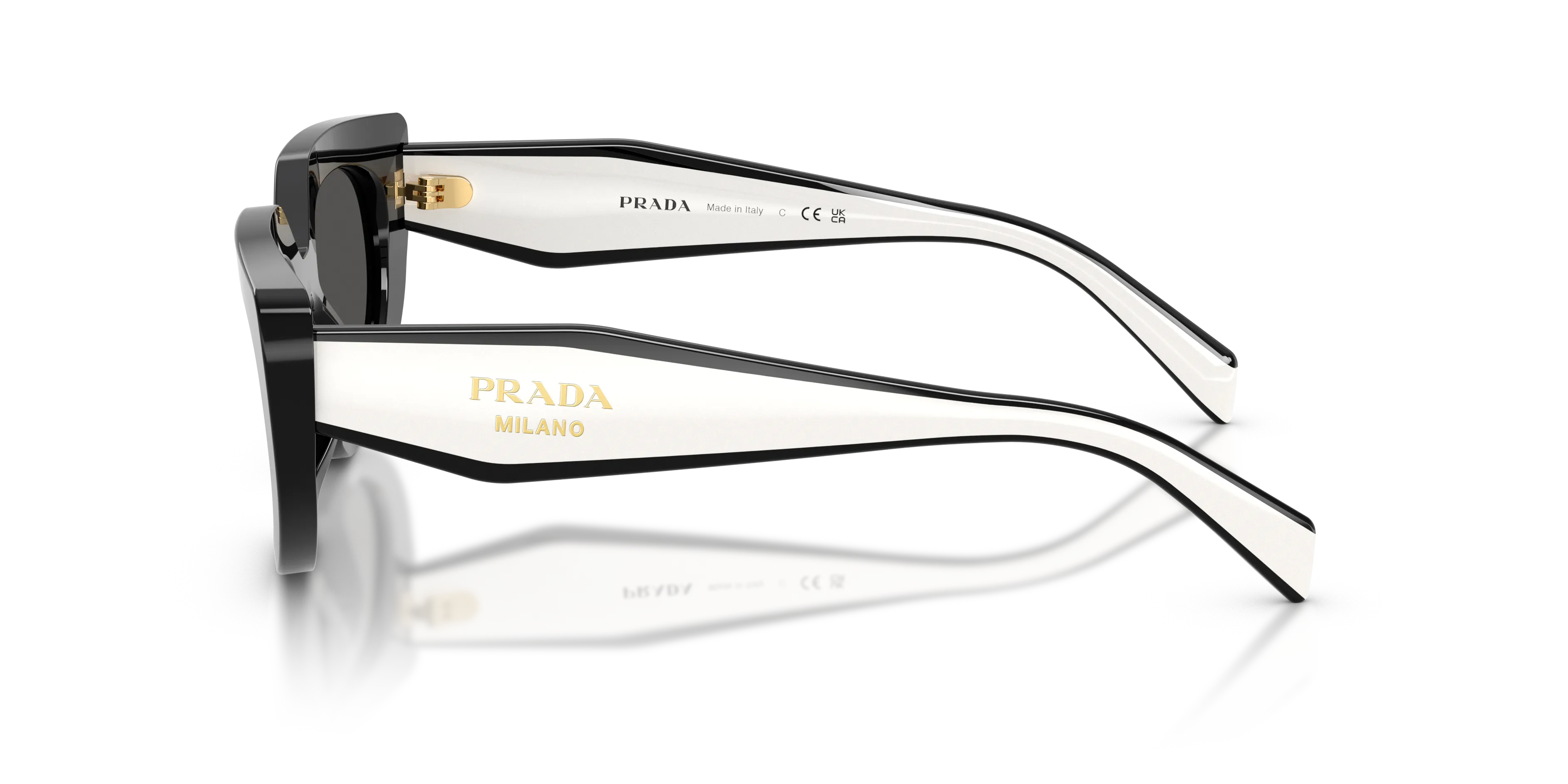 Prada PR D02S 20G08Z Occhiali da sole Acetato Nero Grigio Rotonda Normale - immagine 4