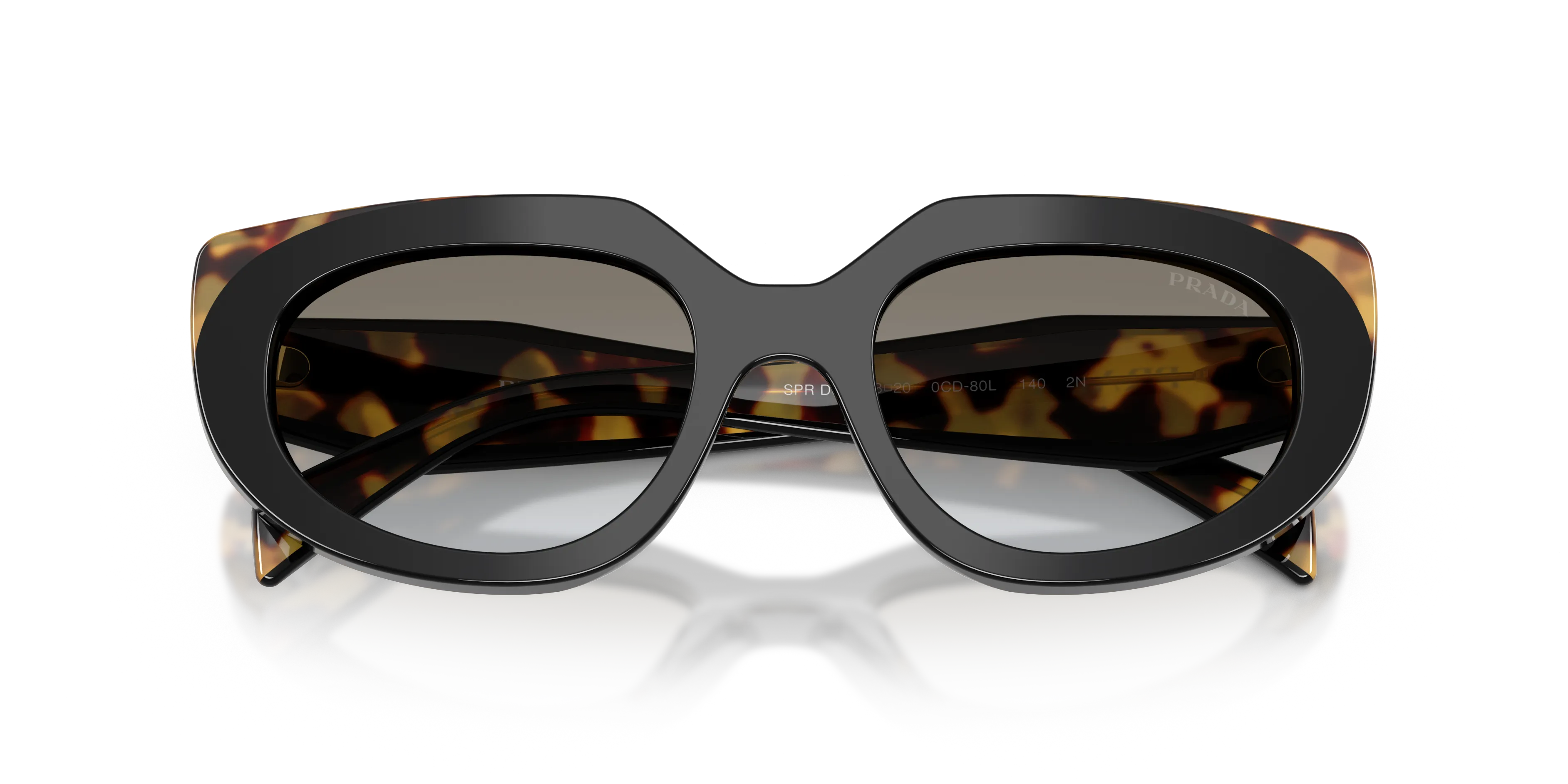 Prada PR D02S 0CD80L Occhiali da sole Acetato Nero Grigio Rotonda Normale Sfumato - immagine 2