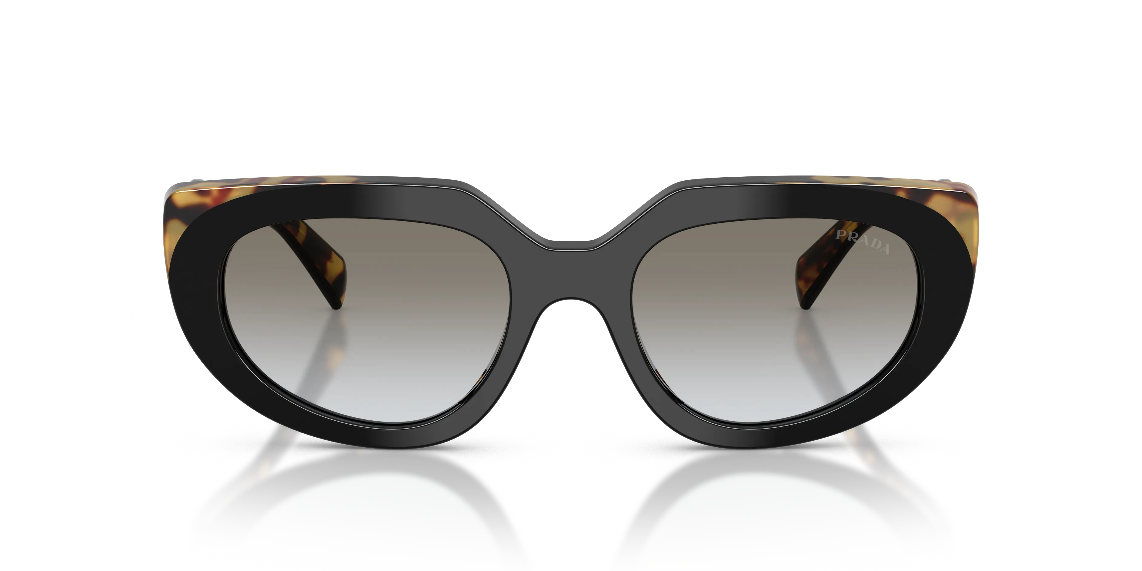 Prada PR D02S 0CD80L Occhiali da sole Acetato Nero Grigio Rotonda Normale Sfumato - immagine 3