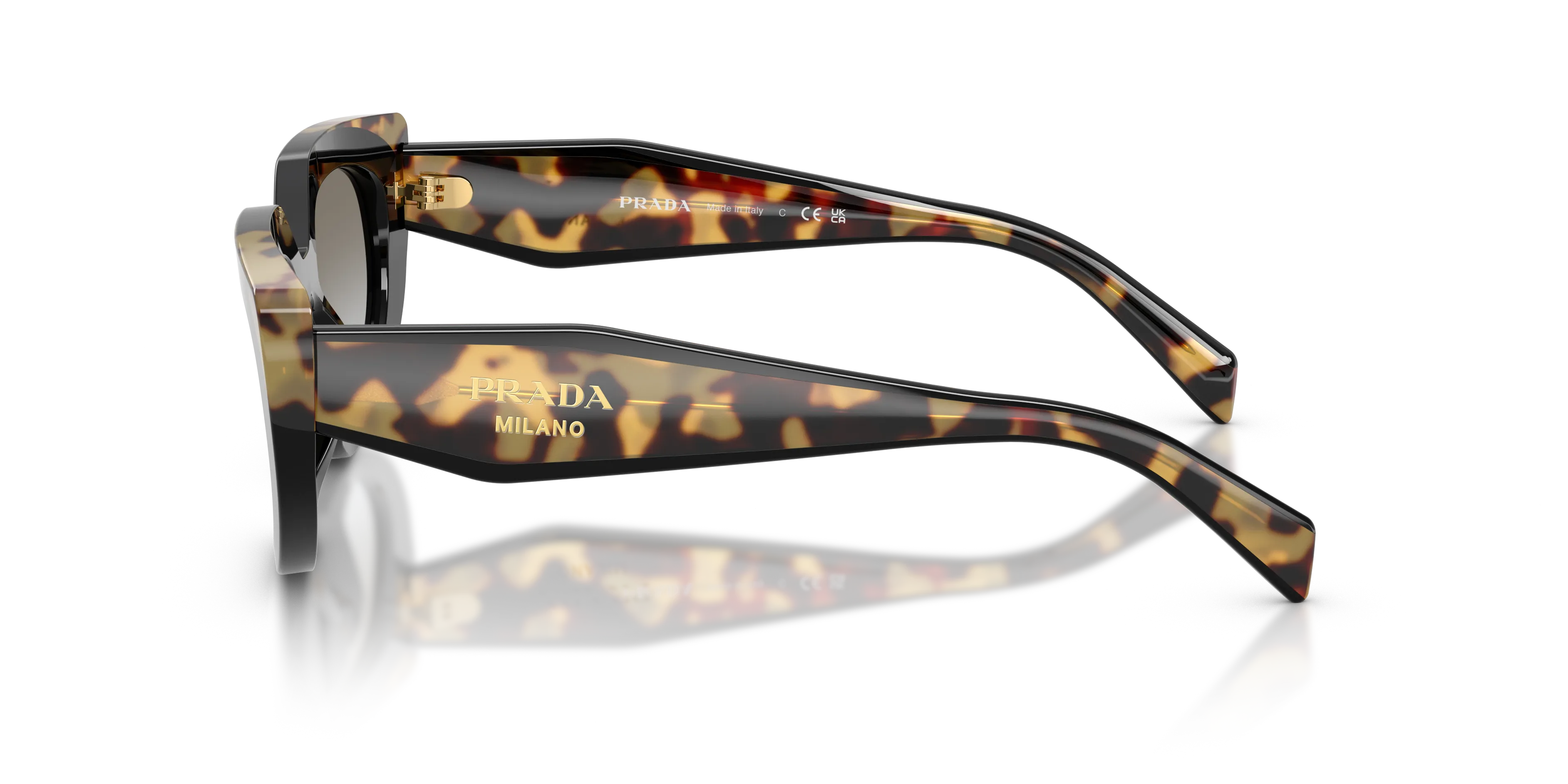 Prada PR D02S 0CD80L Occhiali da sole Acetato Nero Grigio Rotonda Normale Sfumato - immagine 4