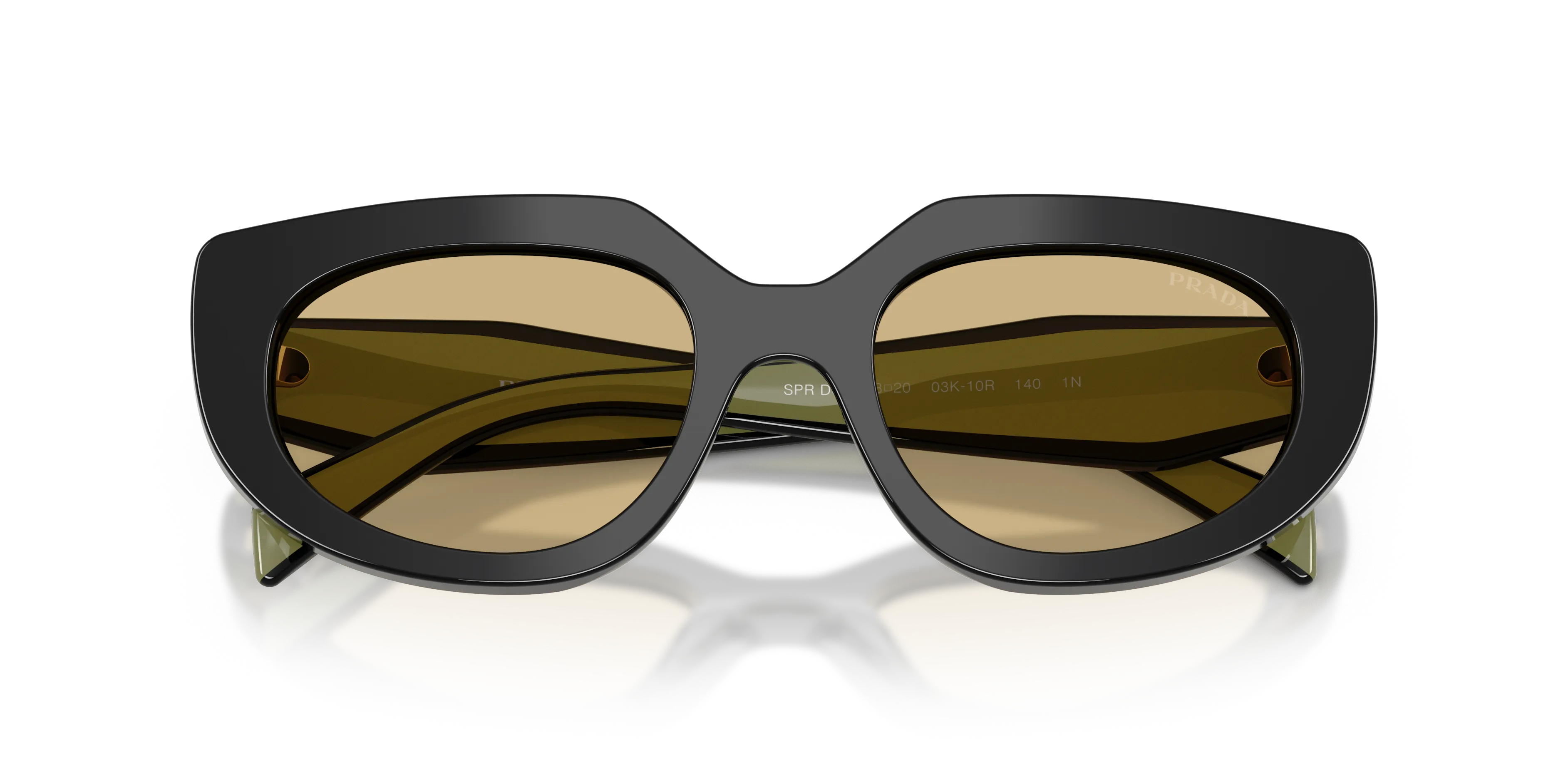 Prada PR D02S 03K10R Occhiali da sole Acetato Nero Giallo Rotonda Normale - immagine 2