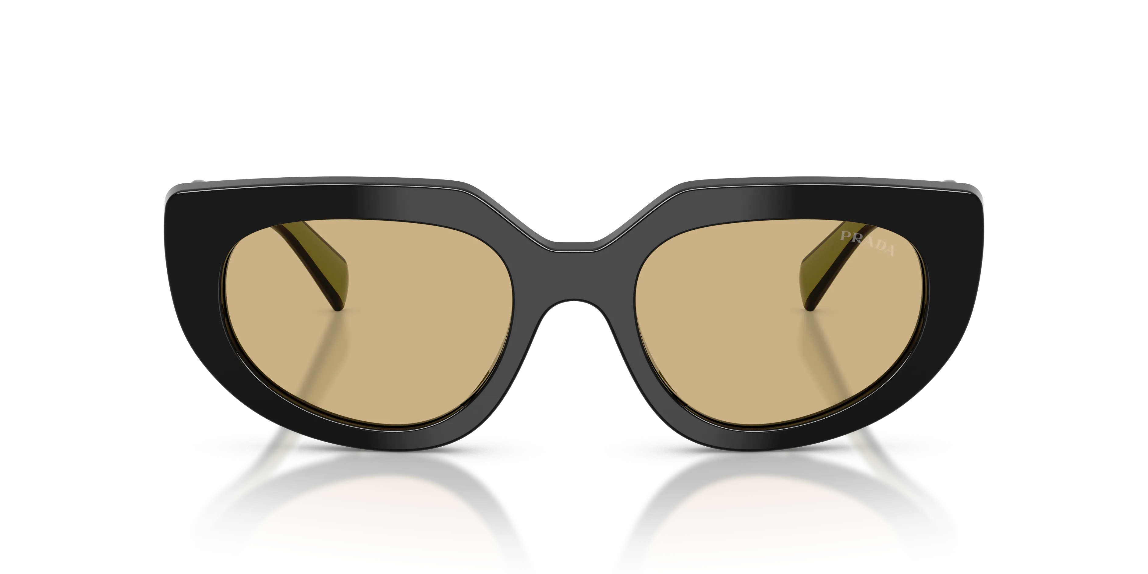 Prada PR D02S 03K10R Occhiali da sole Acetato Nero Giallo Rotonda Normale - immagine 3