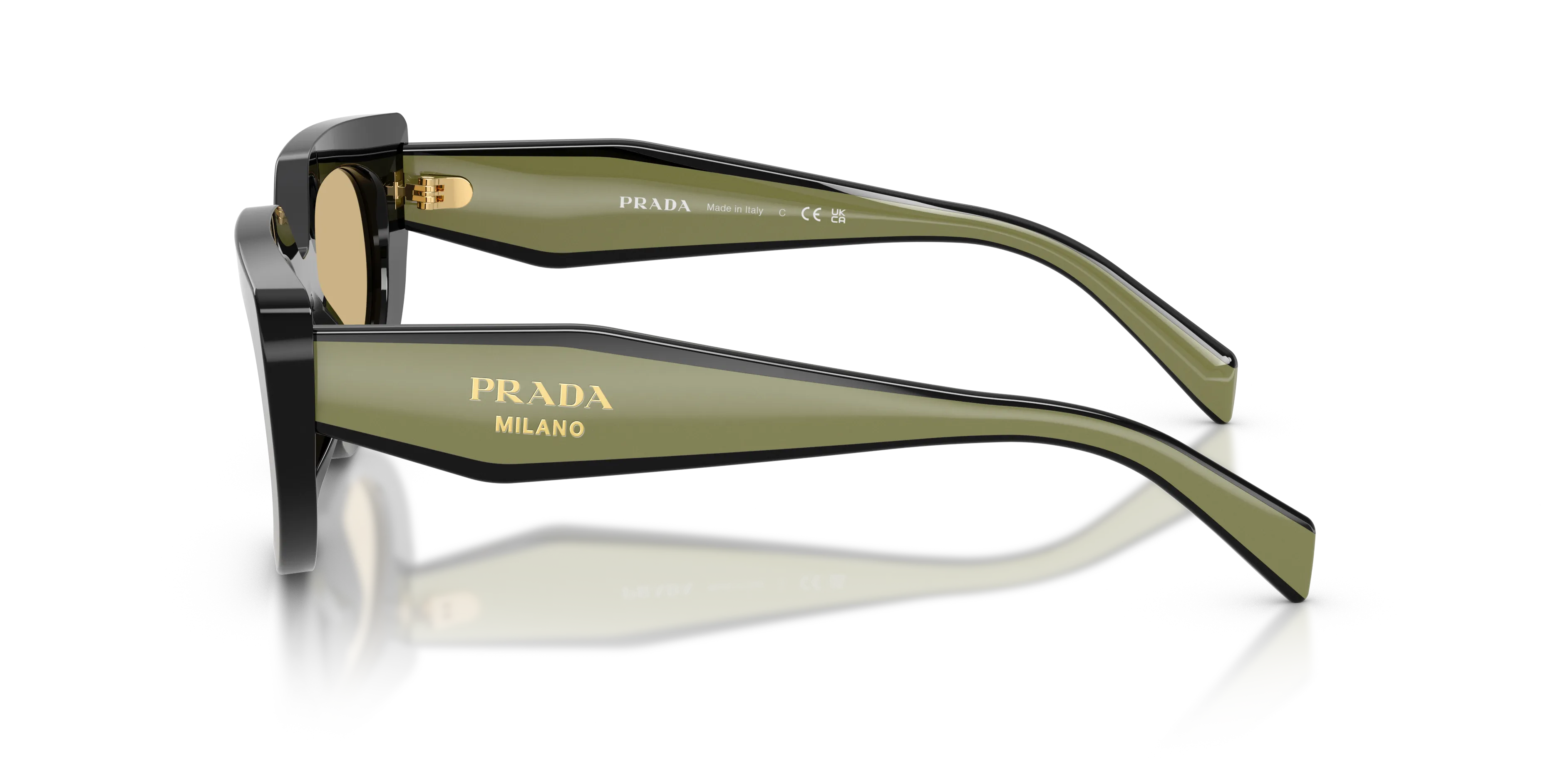 Prada PR D02S 03K10R Occhiali da sole Acetato Nero Giallo Rotonda Normale - immagine 4