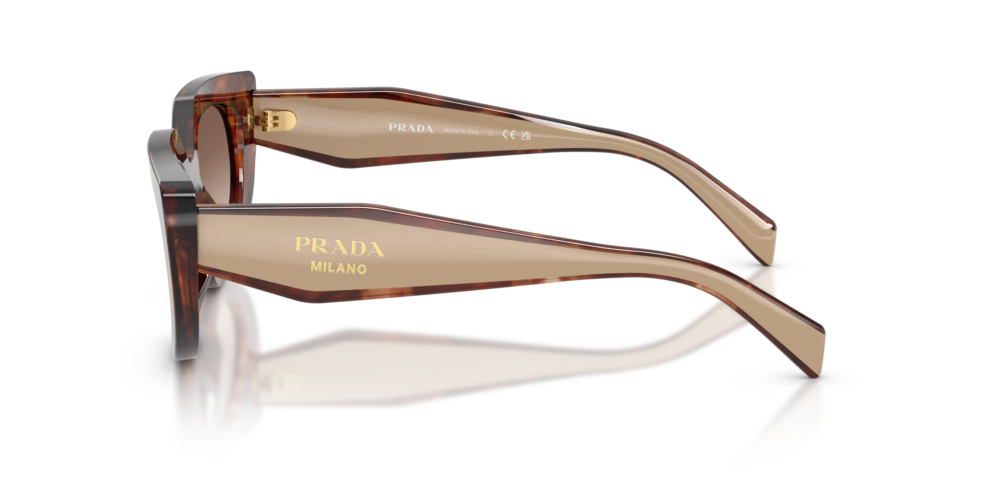 Prada PR D02S 00K10S Occhiali da sole Acetato Tartaruga Marrone Rotonda Normale Sfumato - immagine 4