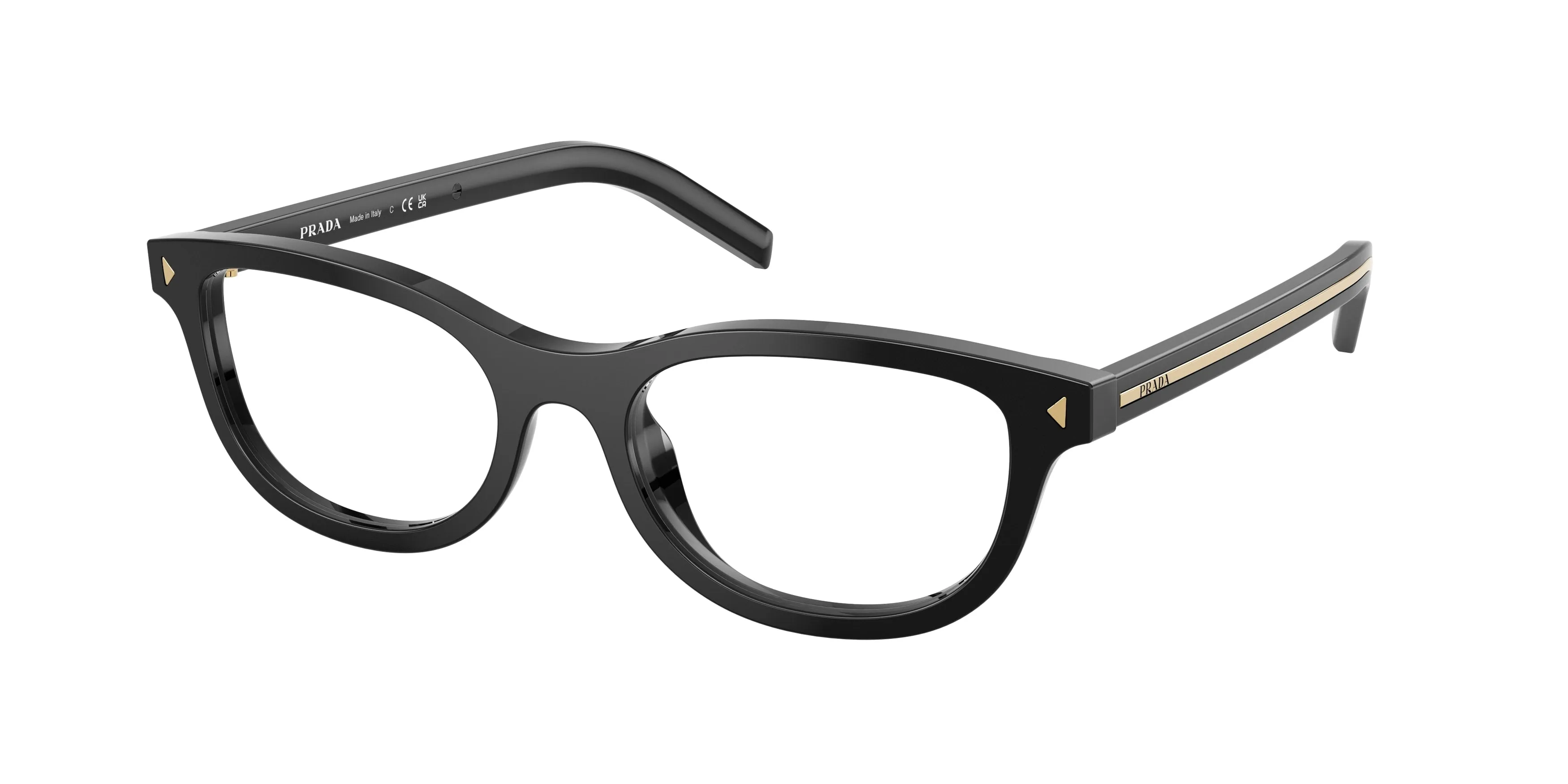 Prada PR D01VU 16K1O1 Montature da vista Acetato Nero Trasparente Rotonda Normale - immagine 1