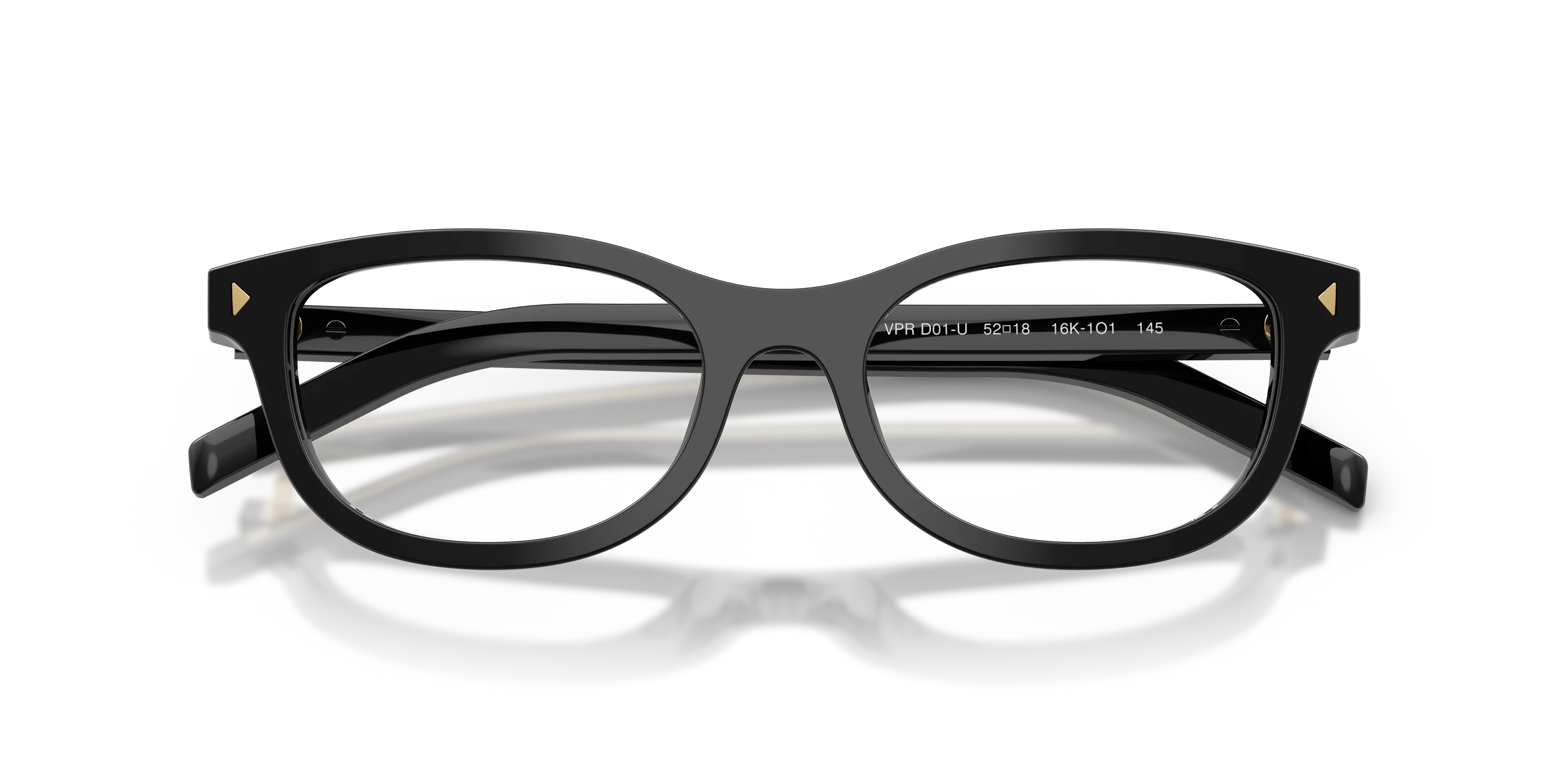 Prada PR D01VU 16K1O1 Montature da vista Acetato Nero Trasparente Rotonda Normale - immagine 2