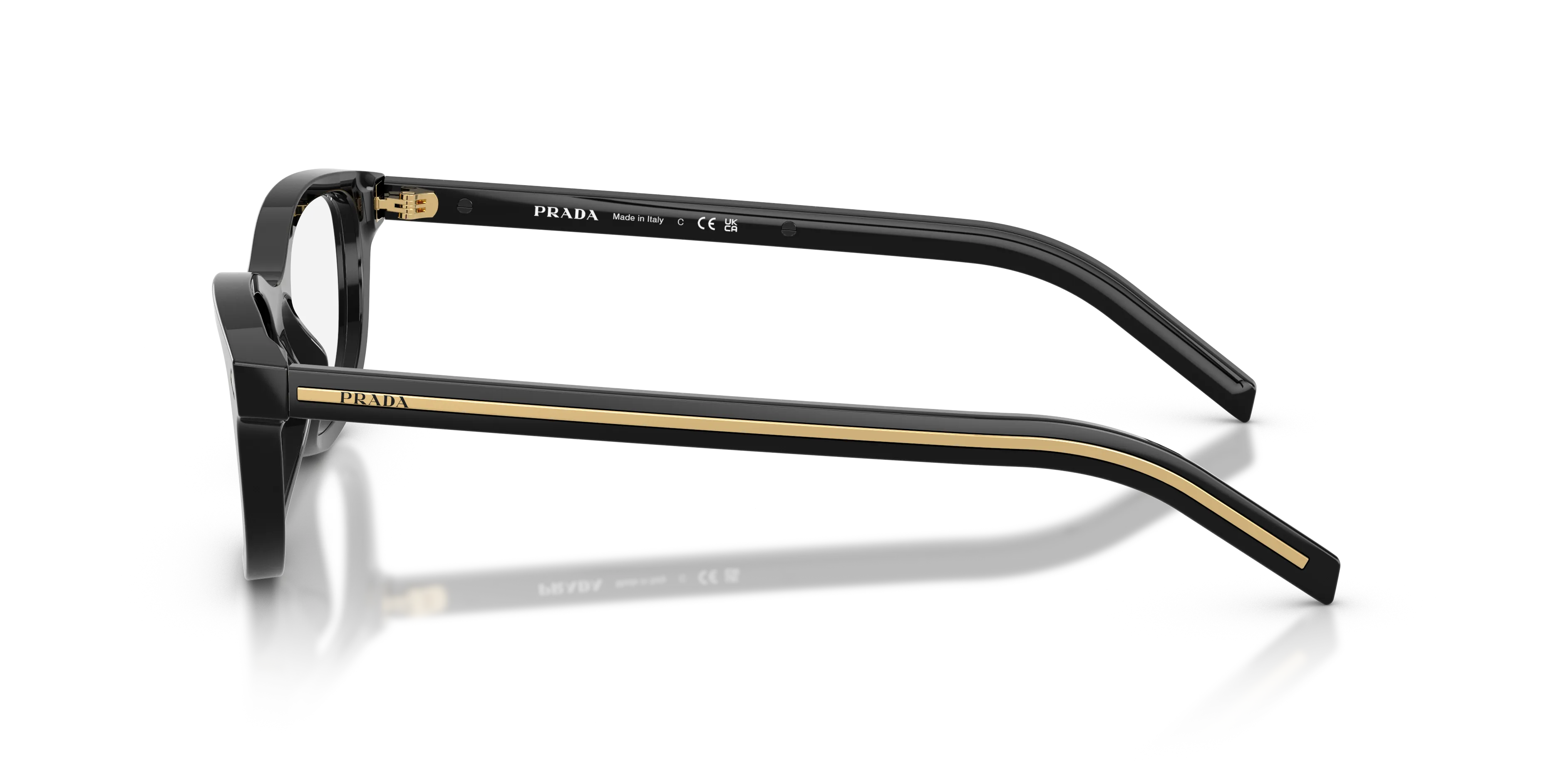 Prada PR D01VU 16K1O1 Montature da vista Acetato Nero Trasparente Rotonda Normale - immagine 4