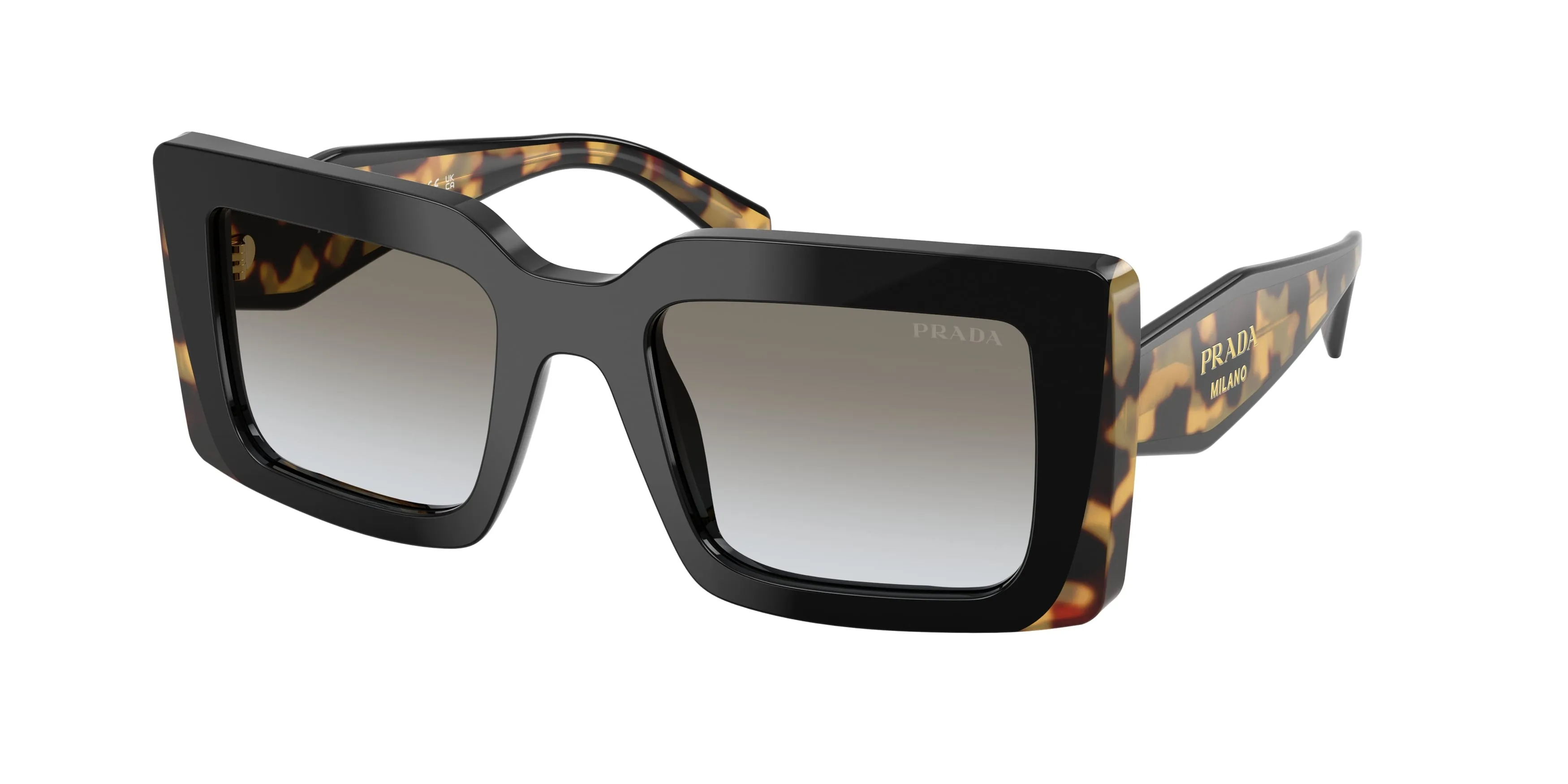 Prada PR D01S 0CD80L Occhiali da sole Acetato Nero Grigio Squadrata Normale Sfumato - immagine 1
