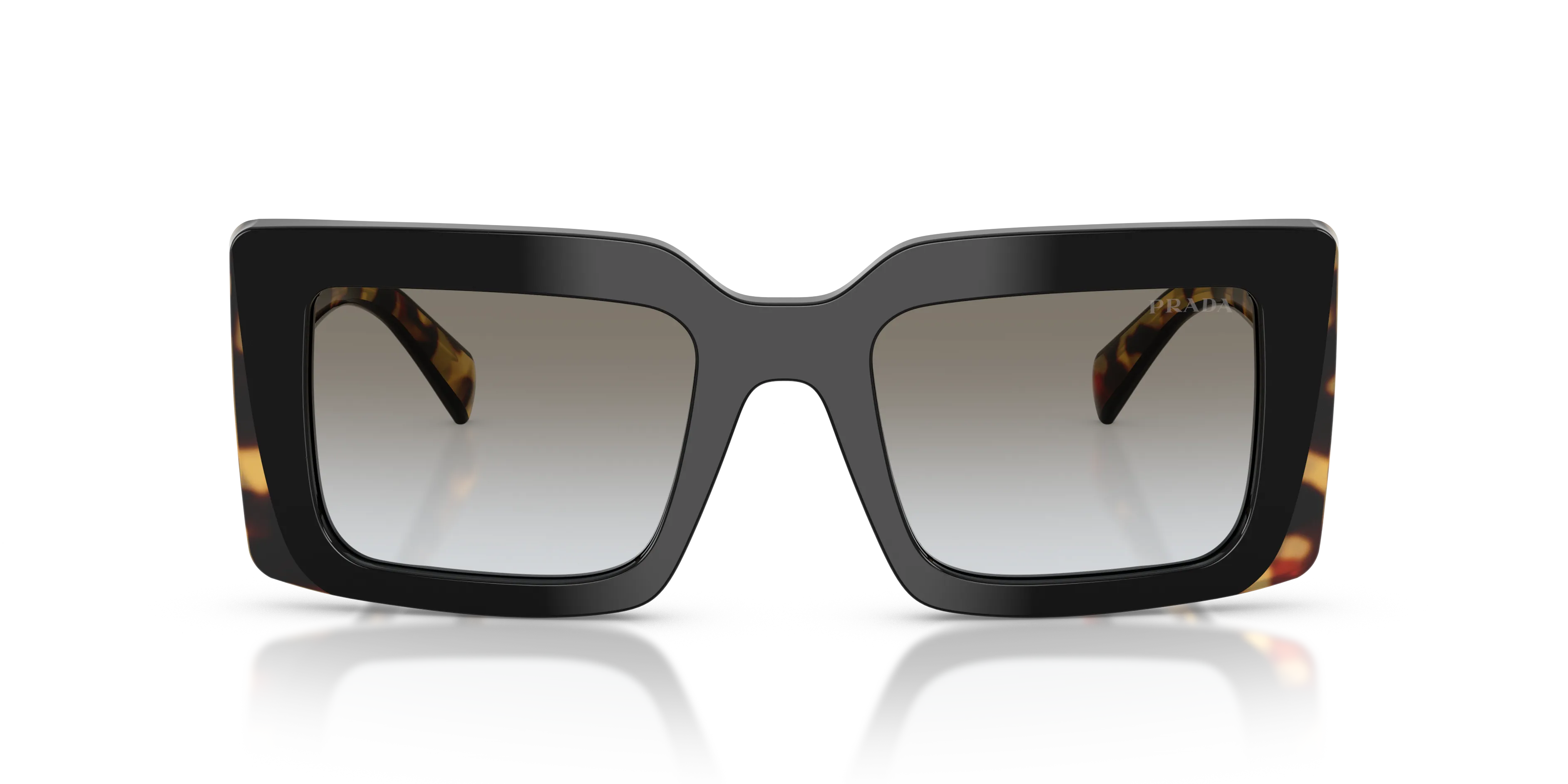 Prada PR D01S 0CD80L Occhiali da sole Acetato Nero Grigio Squadrata Normale Sfumato - immagine 3