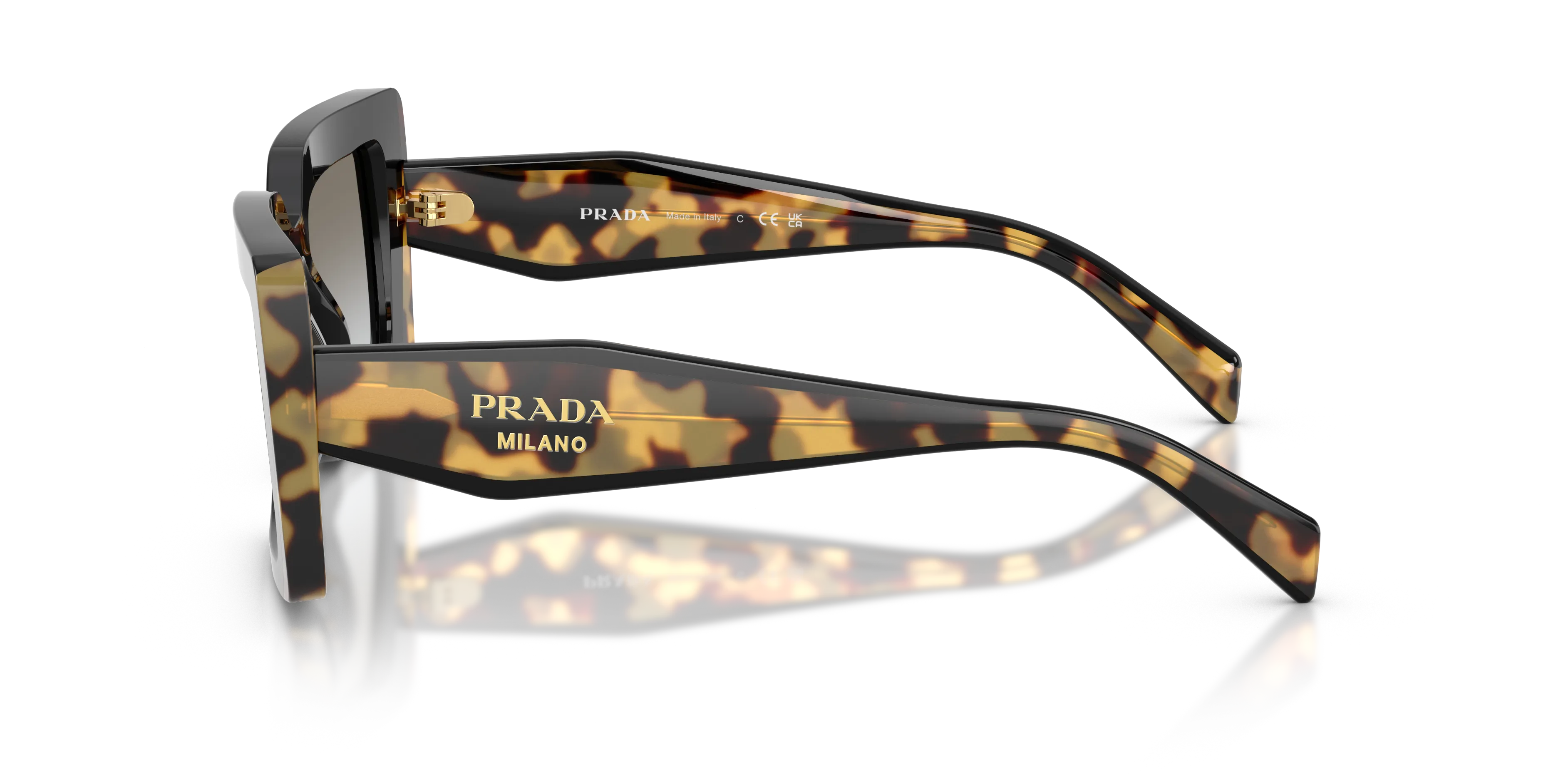 Prada PR D01S 0CD80L Occhiali da sole Acetato Nero Grigio Squadrata Normale Sfumato - immagine 4