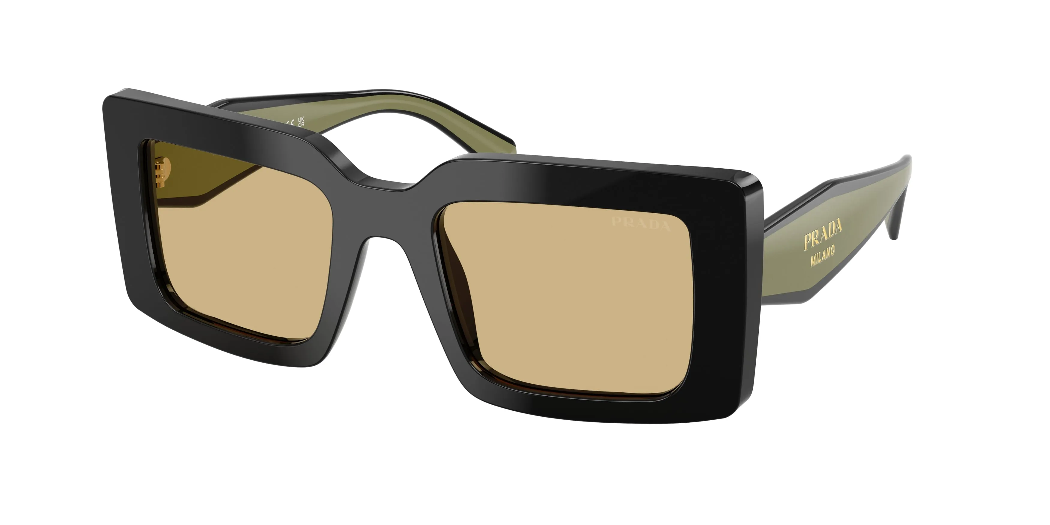Prada PR D01S 03K10R Occhiali da sole Acetato Nero Giallo Squadrata Normale - immagine 1