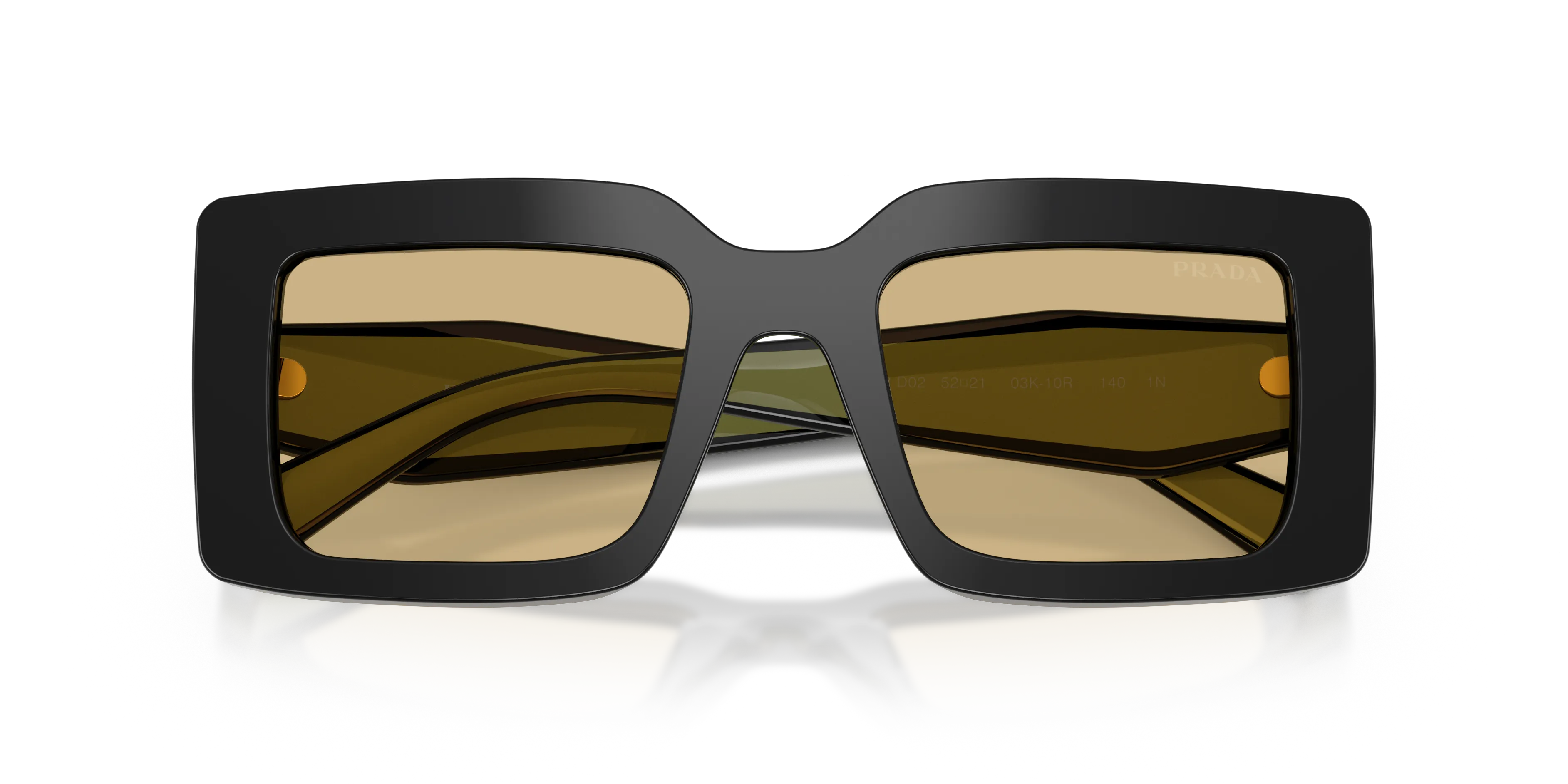 Prada PR D01S 03K10R Occhiali da sole Acetato Nero Giallo Squadrata Normale - immagine 2