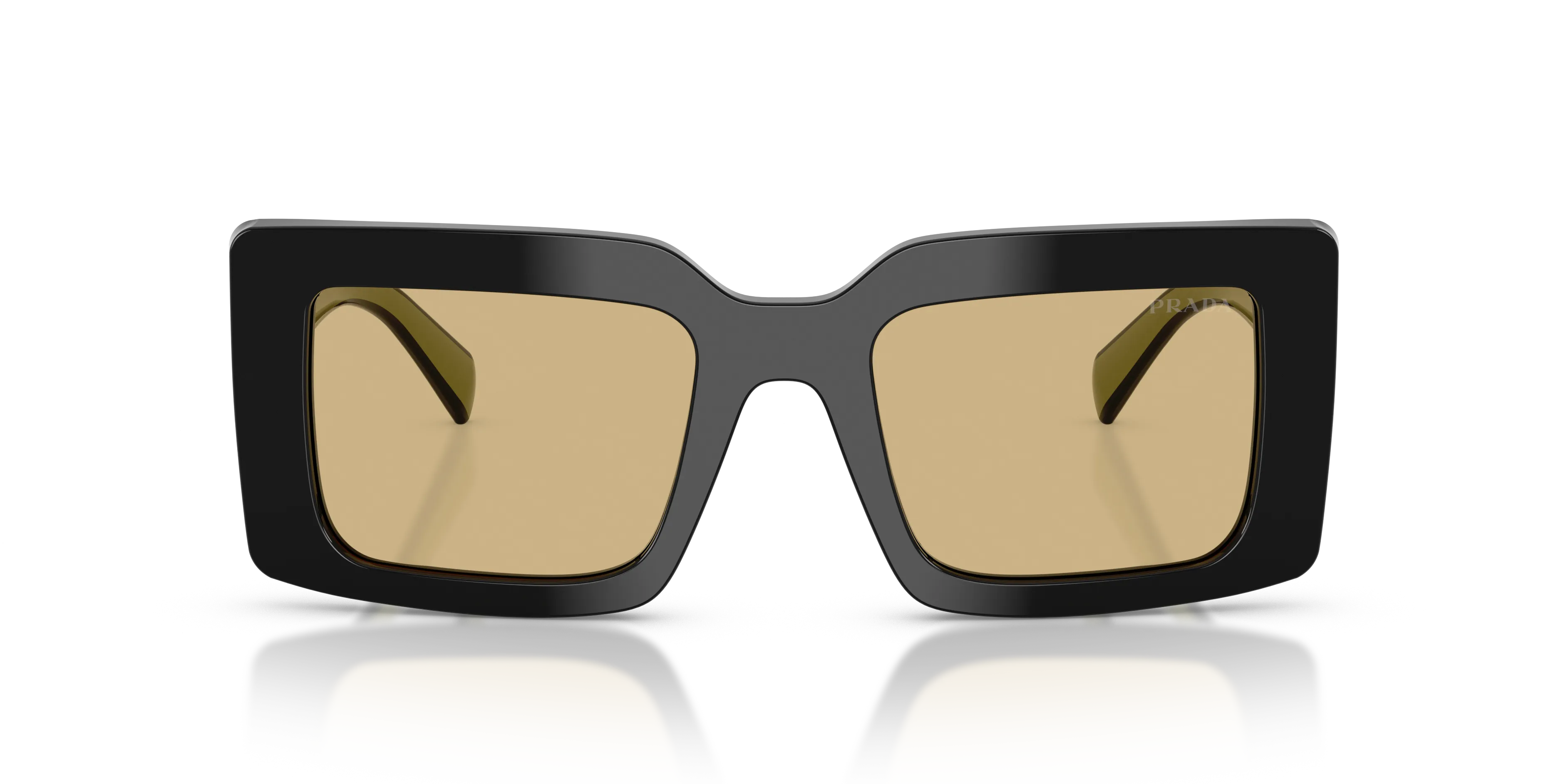 Prada PR D01S 03K10R Occhiali da sole Acetato Nero Giallo Squadrata Normale - immagine 3