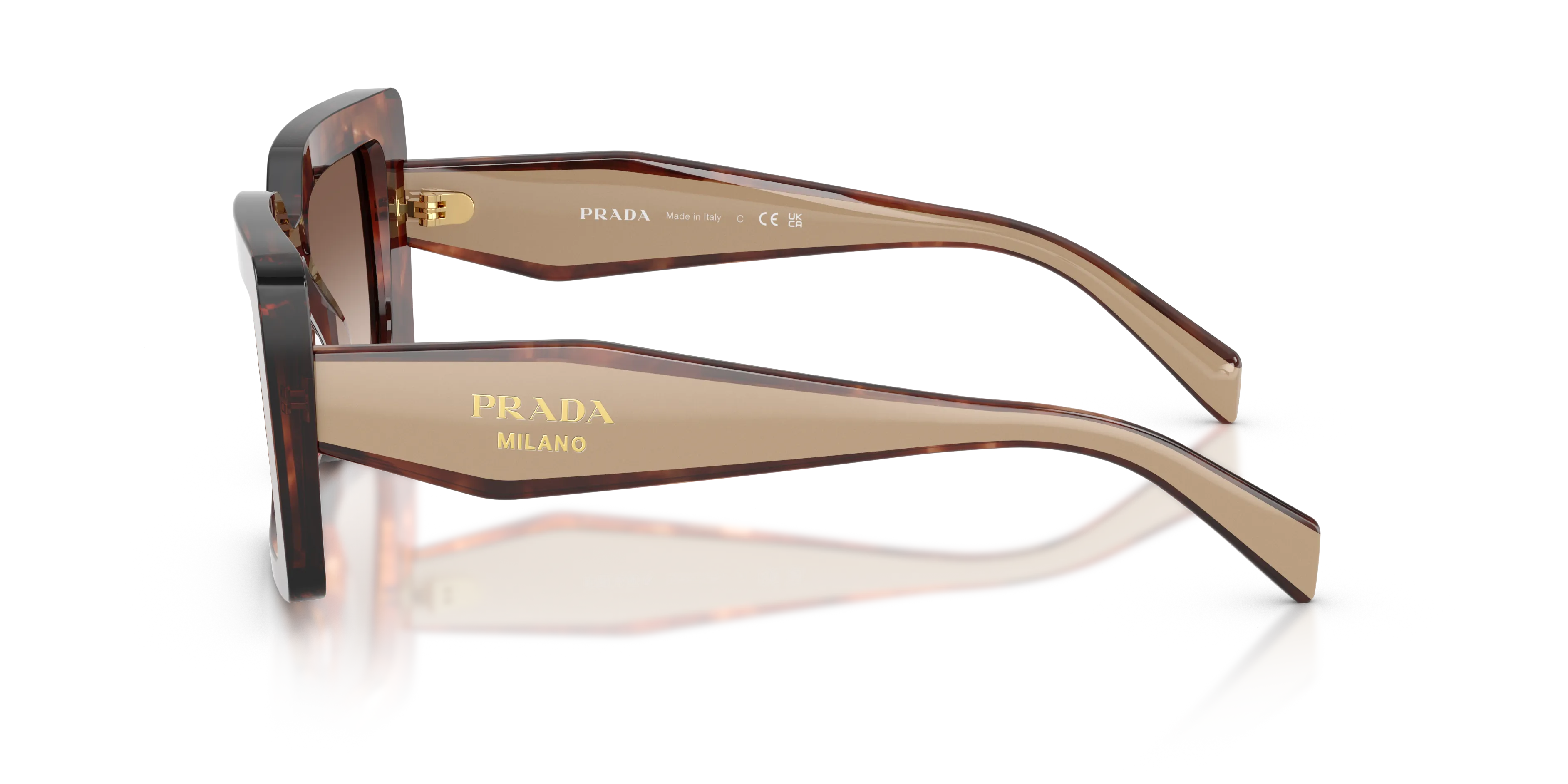 Prada PR D01S 00K10S Occhiali da sole Acetato Tartaruga Marrone Squadrata Normale Sfumato - immagine 4