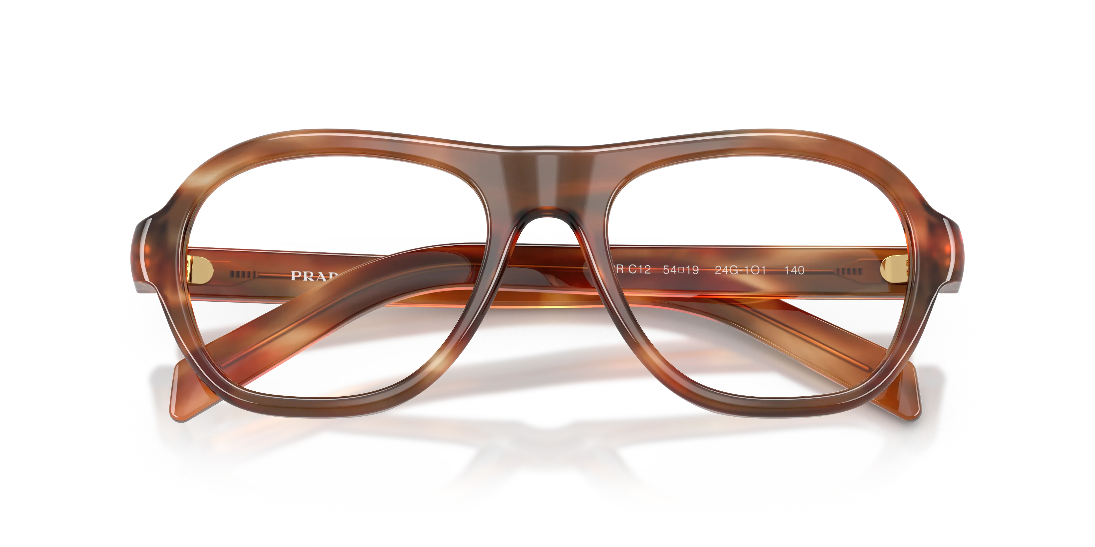 Prada PR C12V 24G1O1 Montature da vista Acetato Marrone Trasparente Pillow Normale - immagine 2
