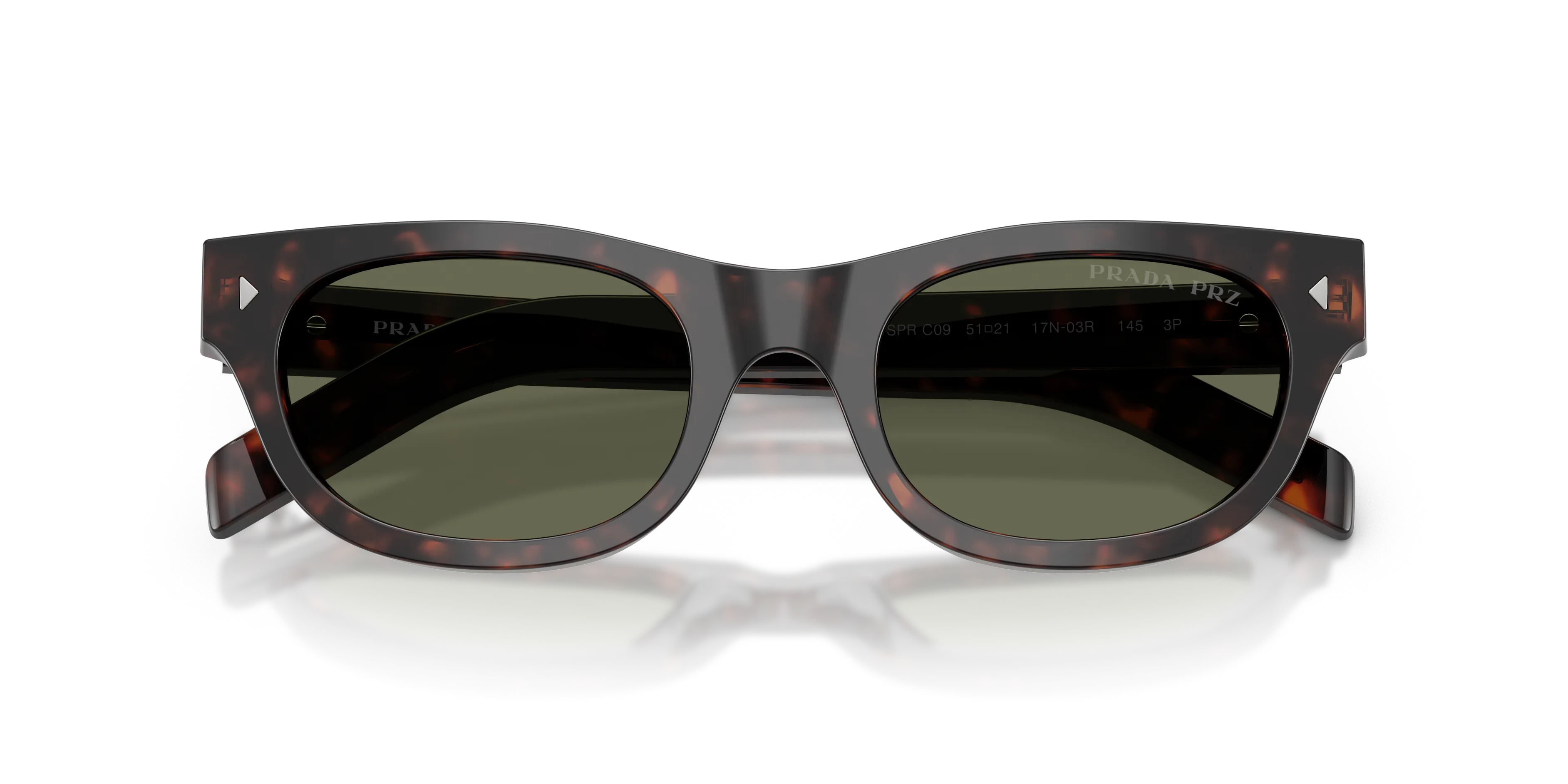 Prada PR C09S 17N03R Occhiali da sole Acetato Tartaruga Verde Cat Eye Polarizzata - immagine 2