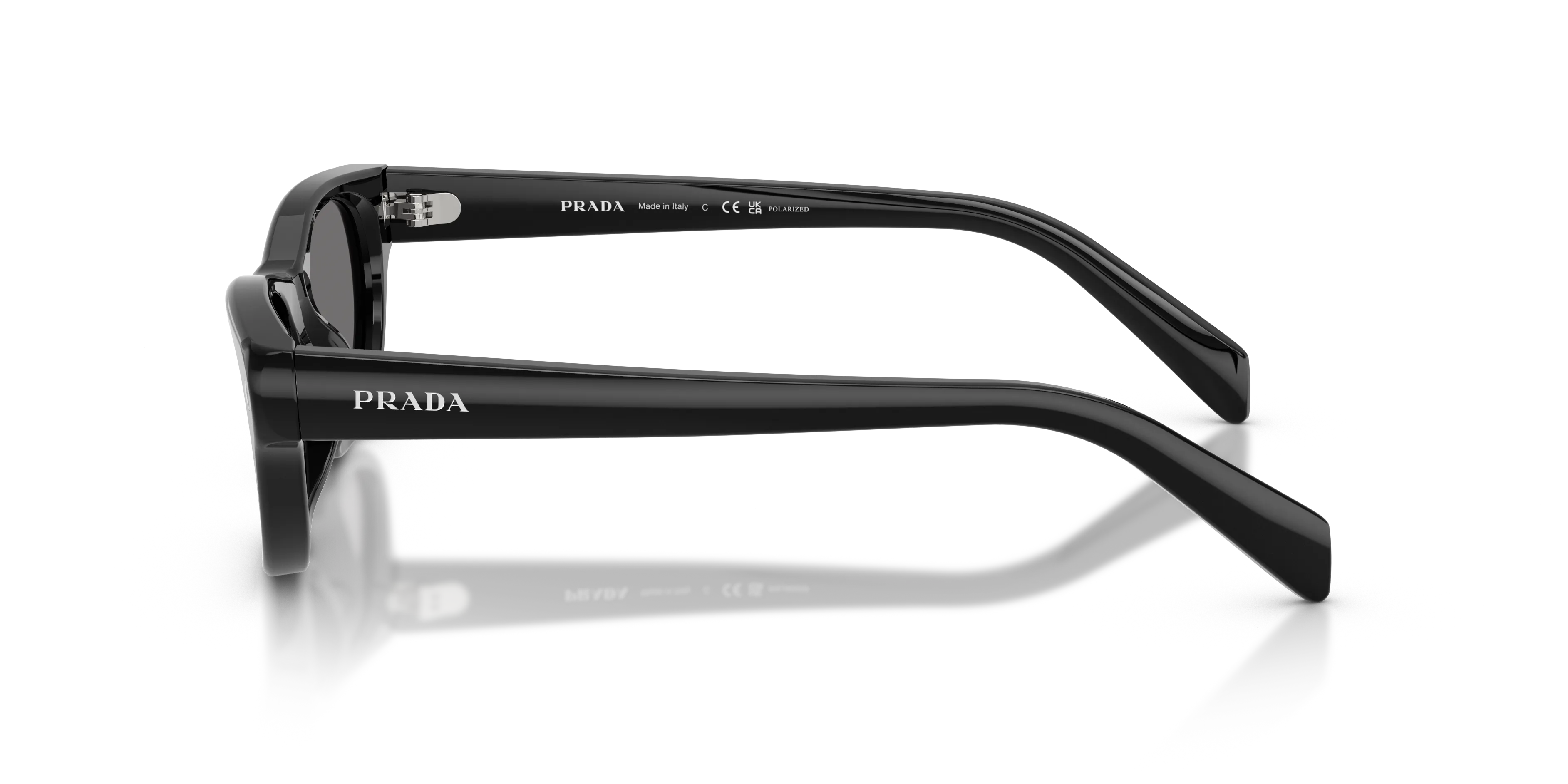 Prada PR C08S 16K90T Occhiali da sole Acetato Nero Grigio Cat Eye Polarizzata - immagine 4