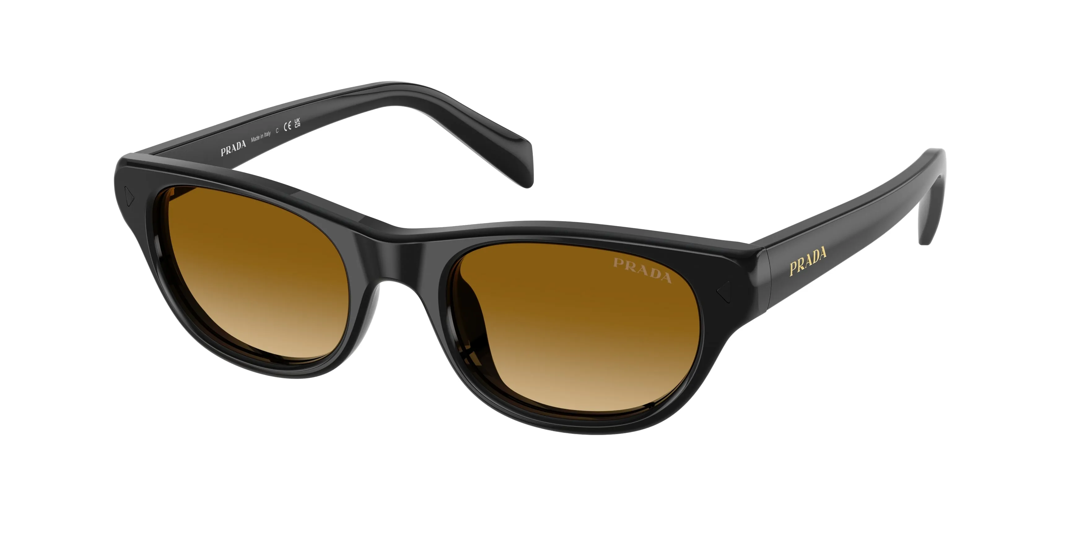 Prada PR C08S 16K10X Occhiali da sole Acetato Nero Giallo Cat Eye Normale Sfumato - immagine 1