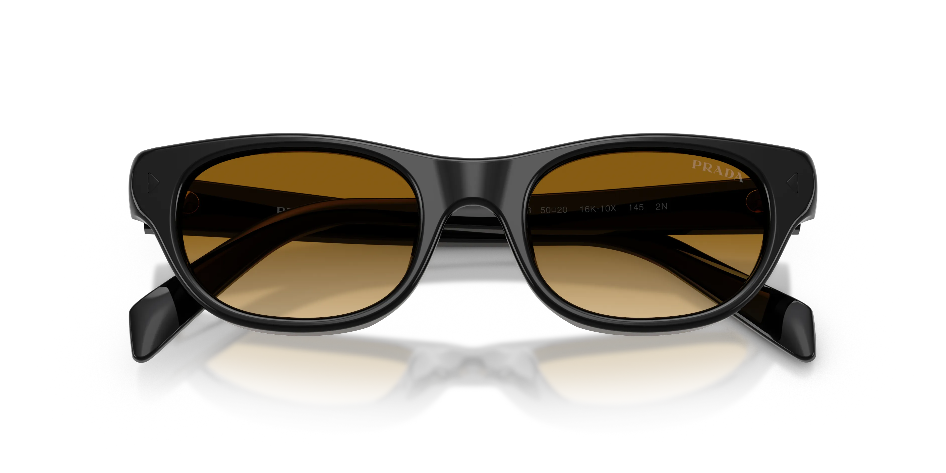 Prada PR C08S 16K10X Occhiali da sole Acetato Nero Giallo Cat Eye Normale Sfumato - immagine 2