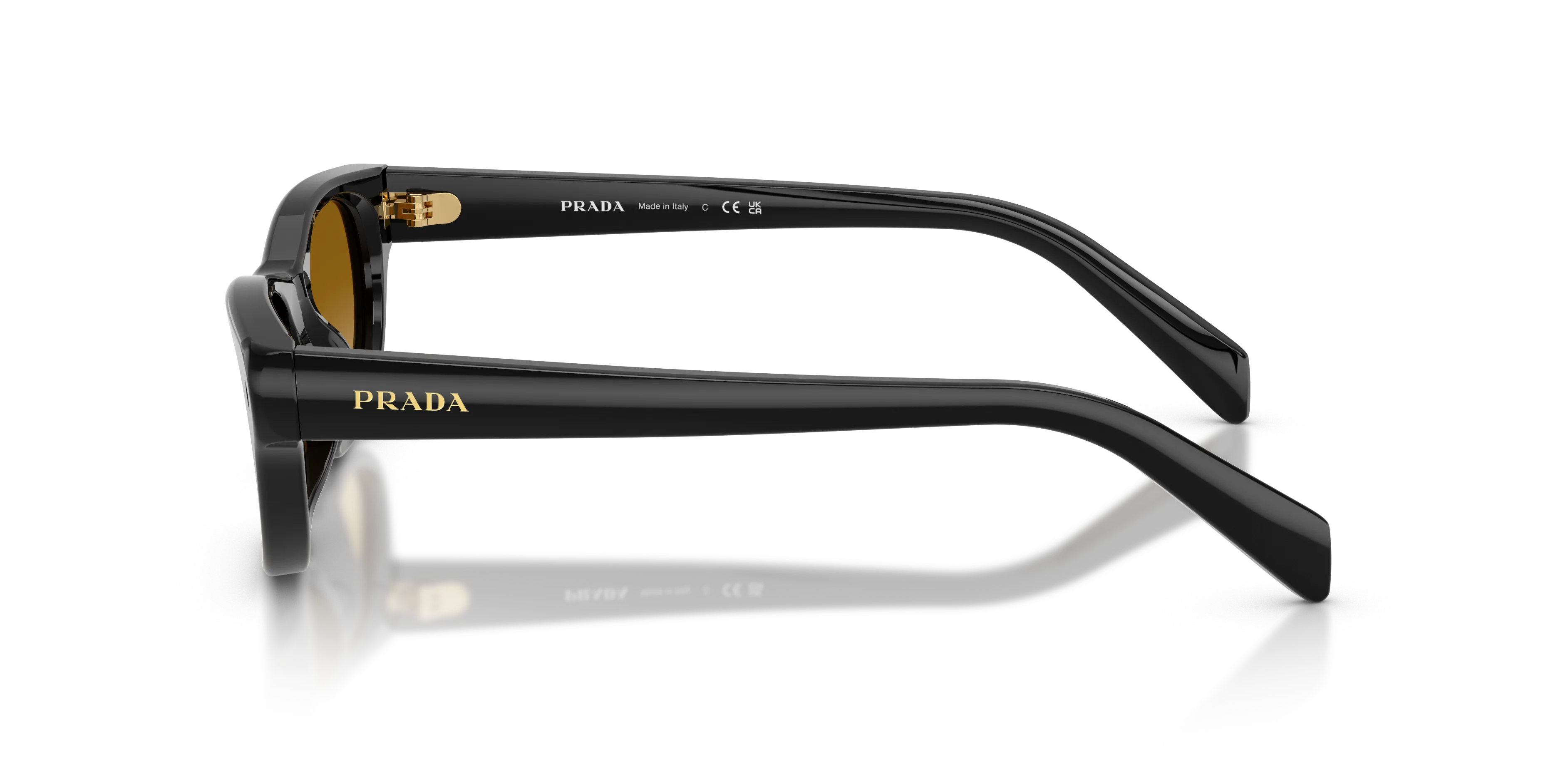Prada PR C08S 16K10X Occhiali da sole Acetato Nero Giallo Cat Eye Normale Sfumato - immagine 4